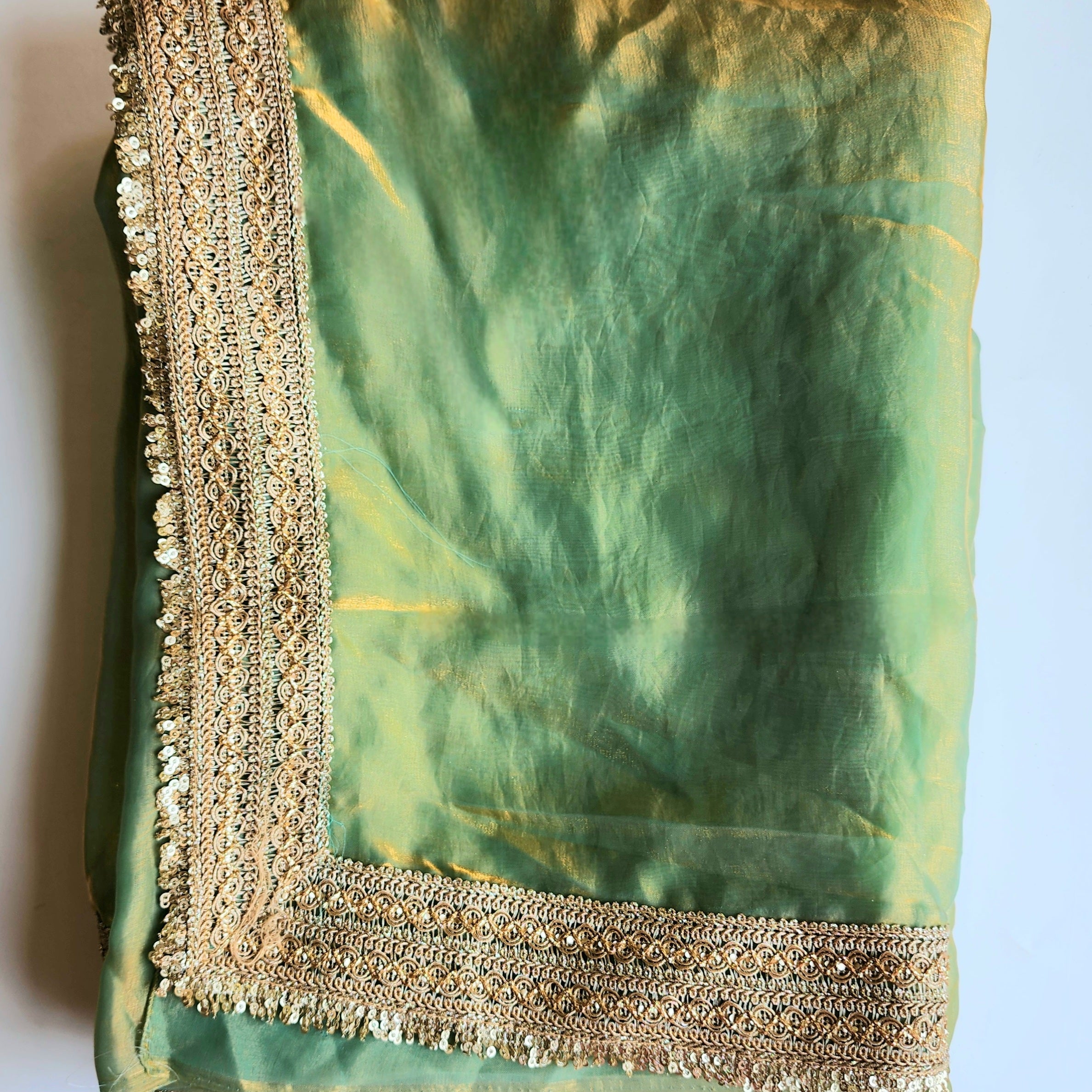 Pastel Green Designer Chiffon Silk Saree