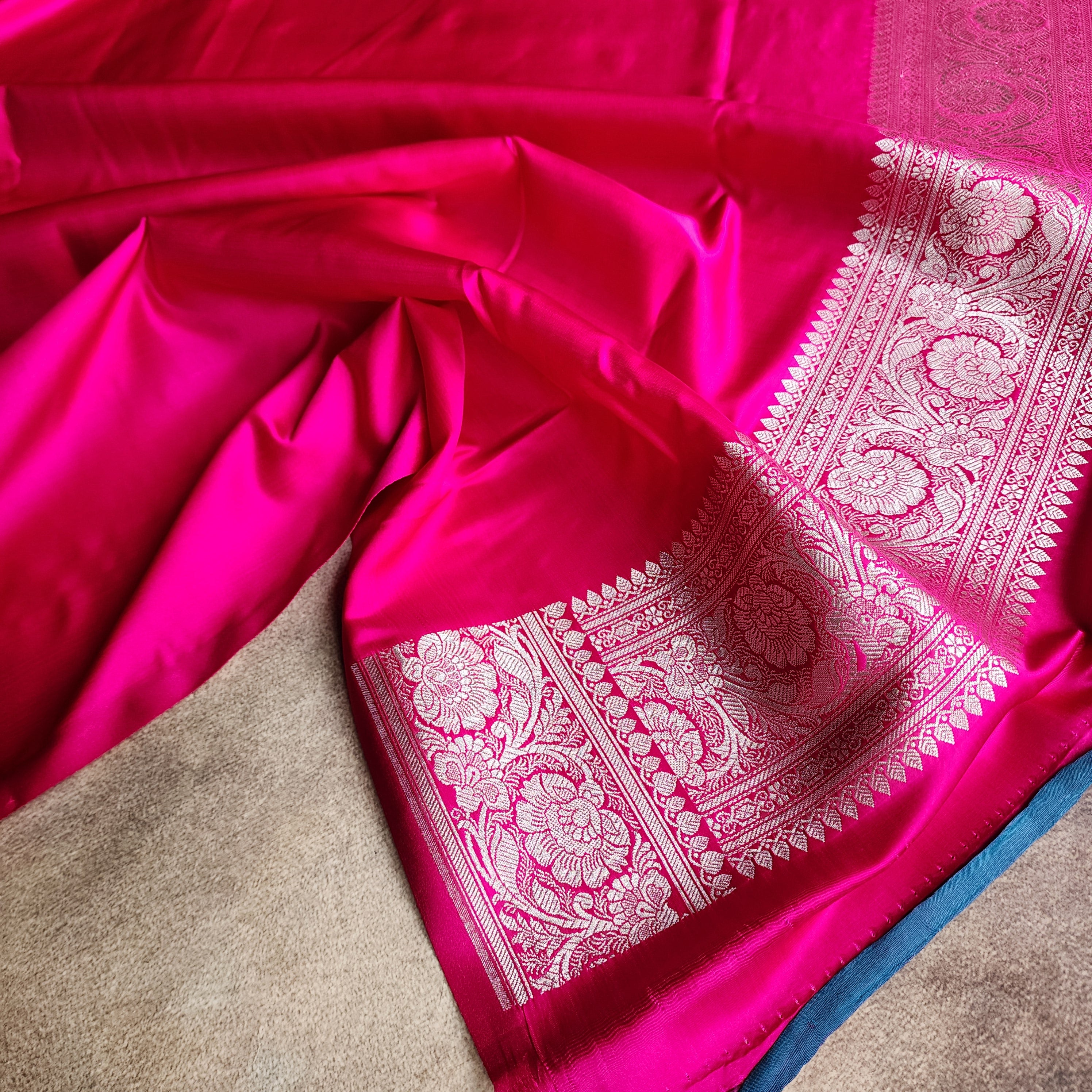 Dusty Mauve Pure Banarasi Katan Silk Saree with light Gold Zari Weaving