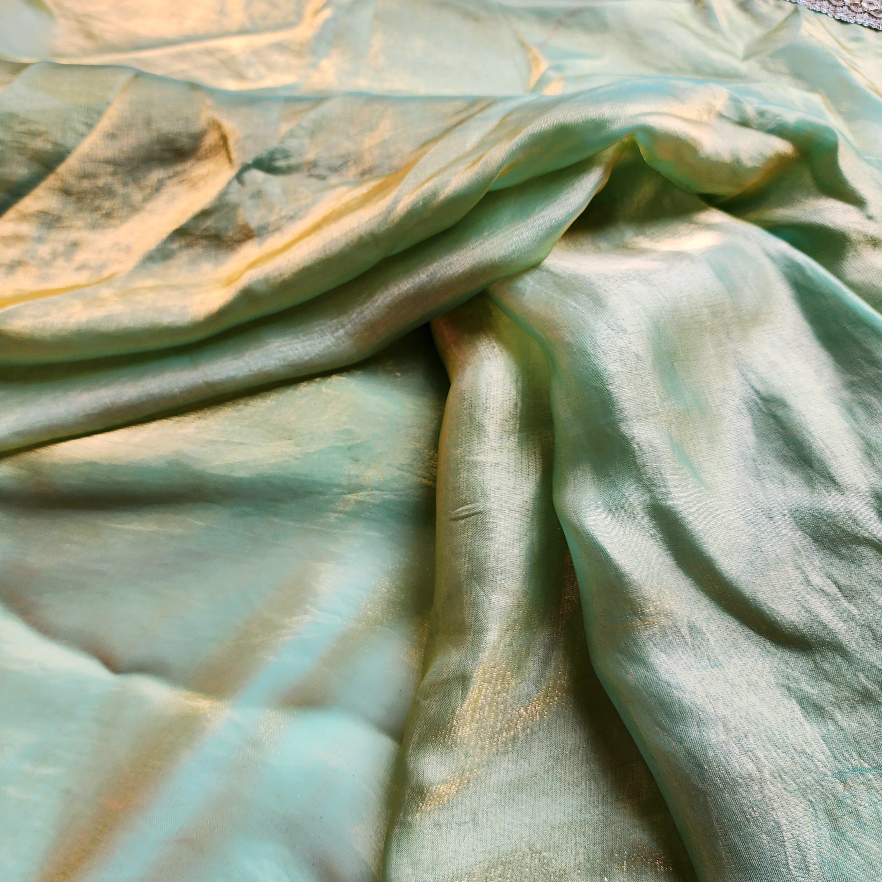 Pastel Green Designer Chiffon Silk Saree