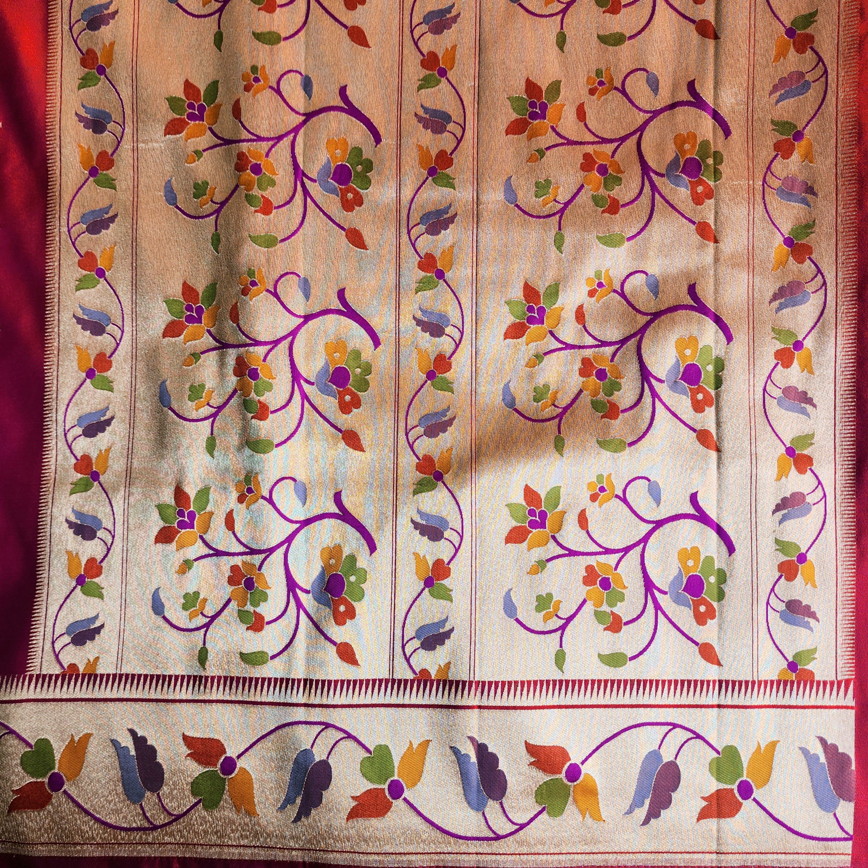 Raahi - Peachish Pink Paithani Silk Saree with Stitched Blouse