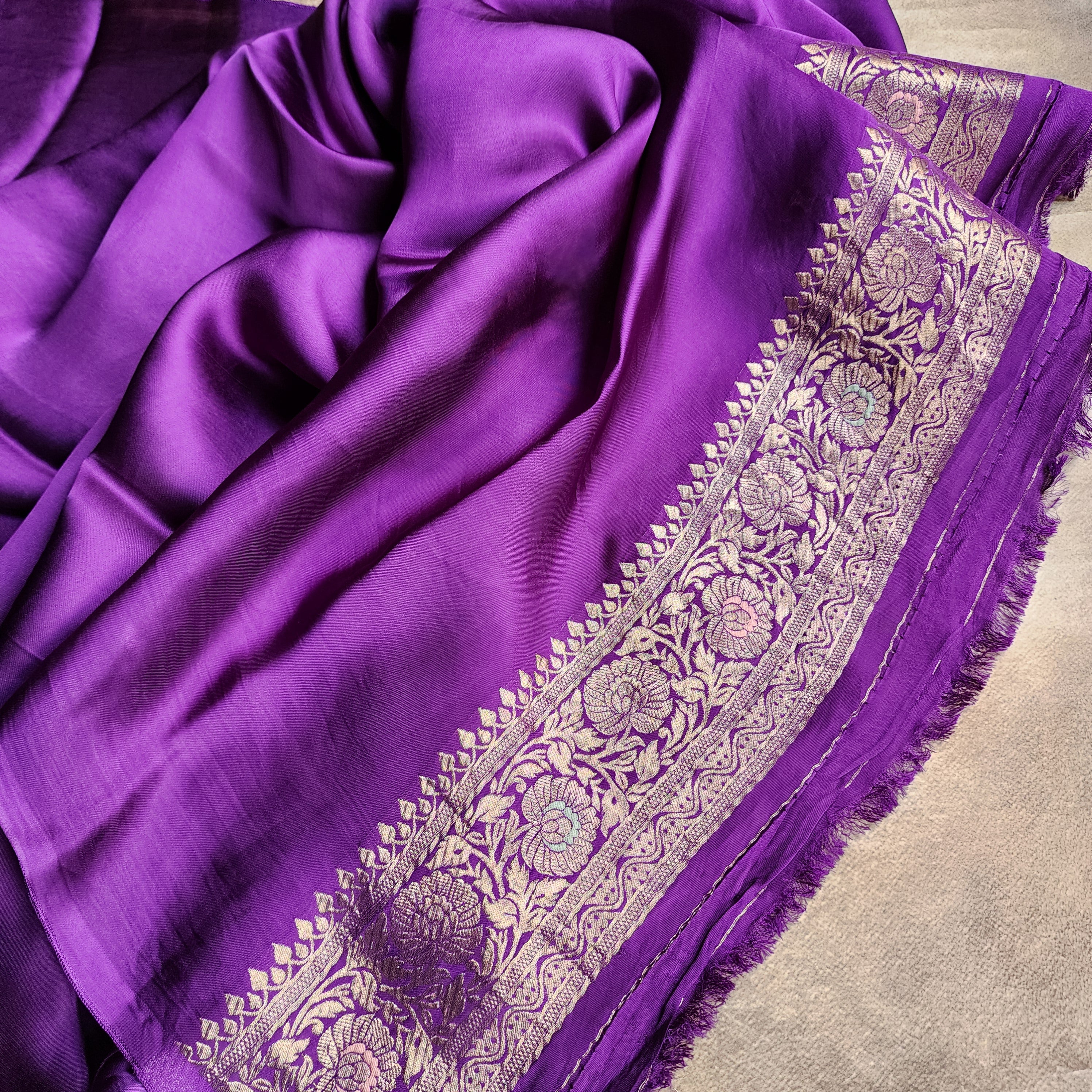 Royal Purple Mashru Katan Silk Saree