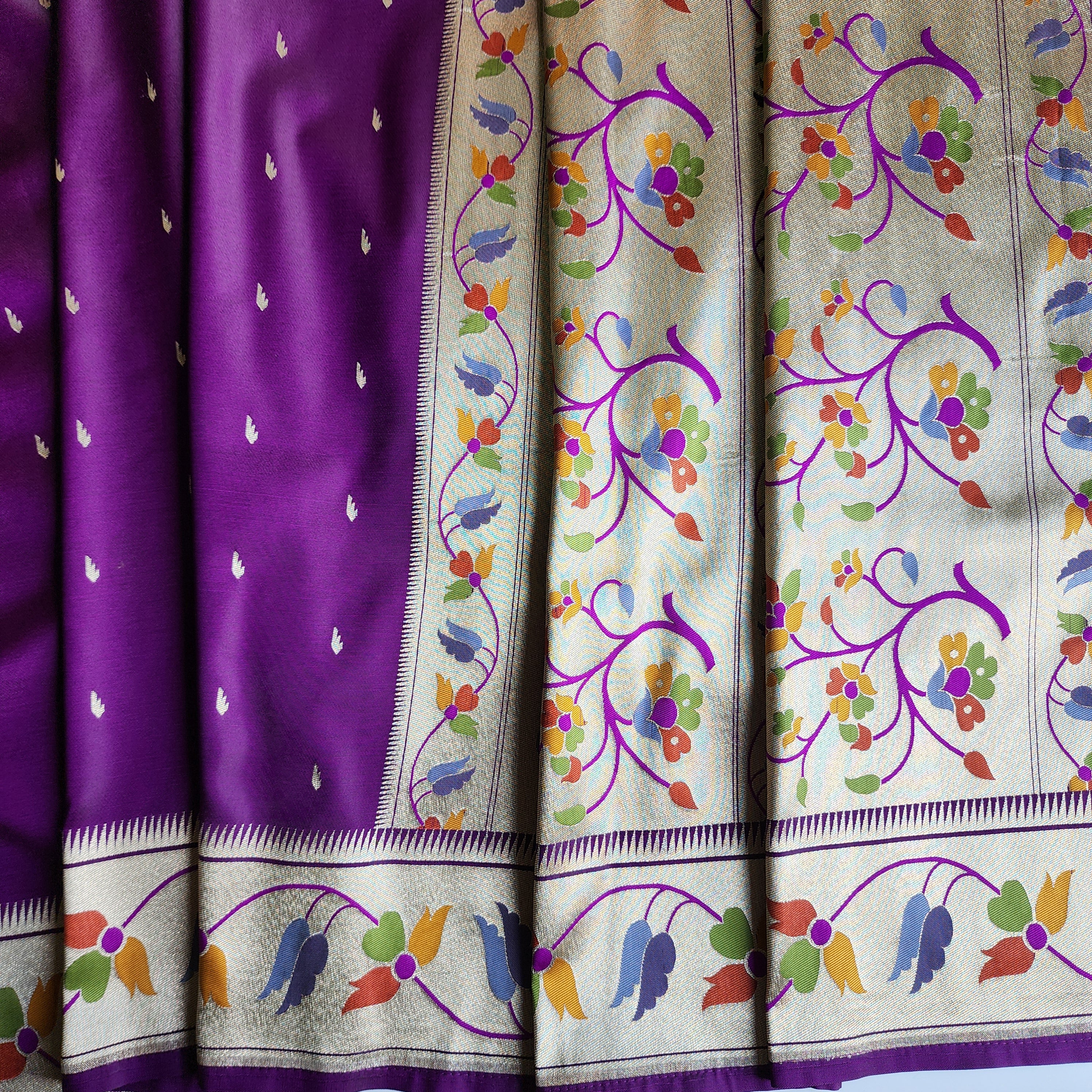 Raahi - Violet Paithani Silk Saree with Stitched Blouse