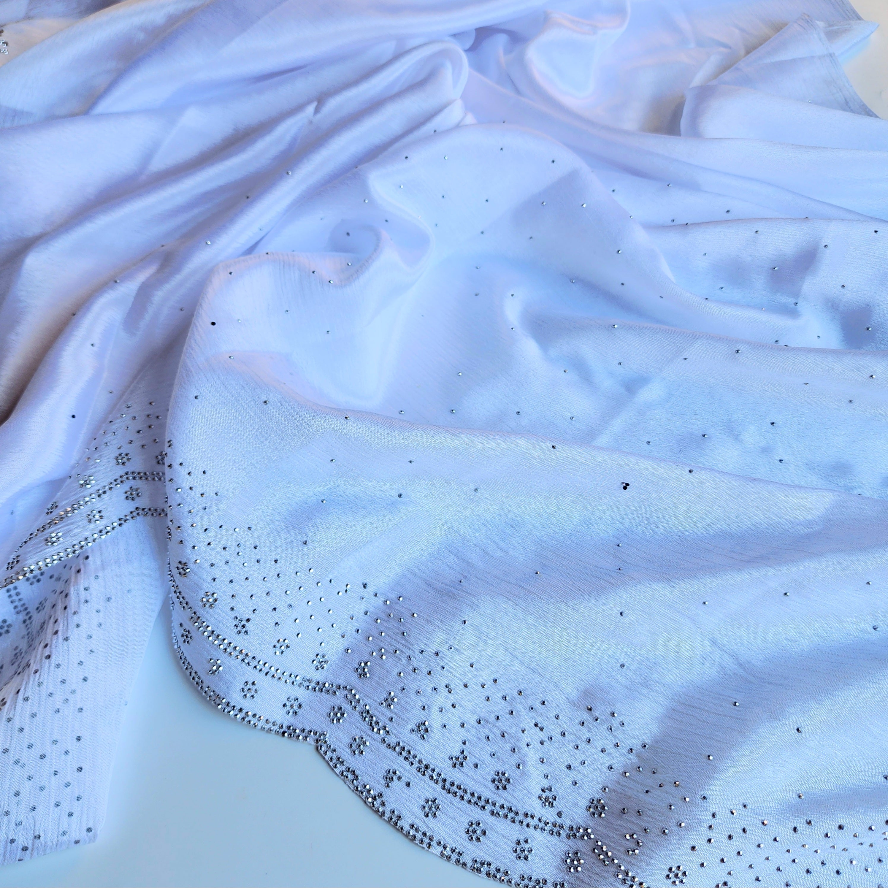 Georgette Designer Sequinned Saree - Frosted Pearl