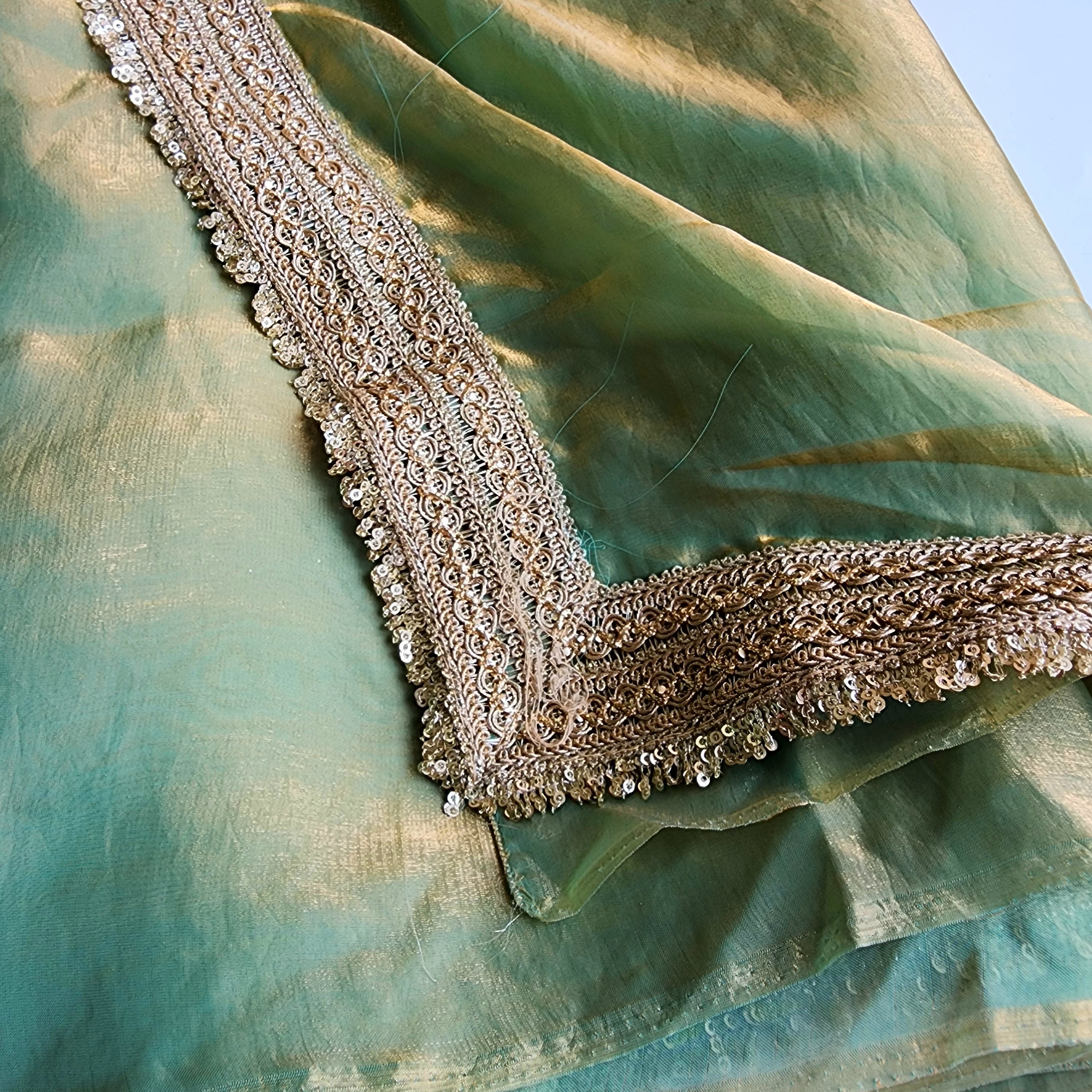 Pastel Green Designer Chiffon Silk Saree