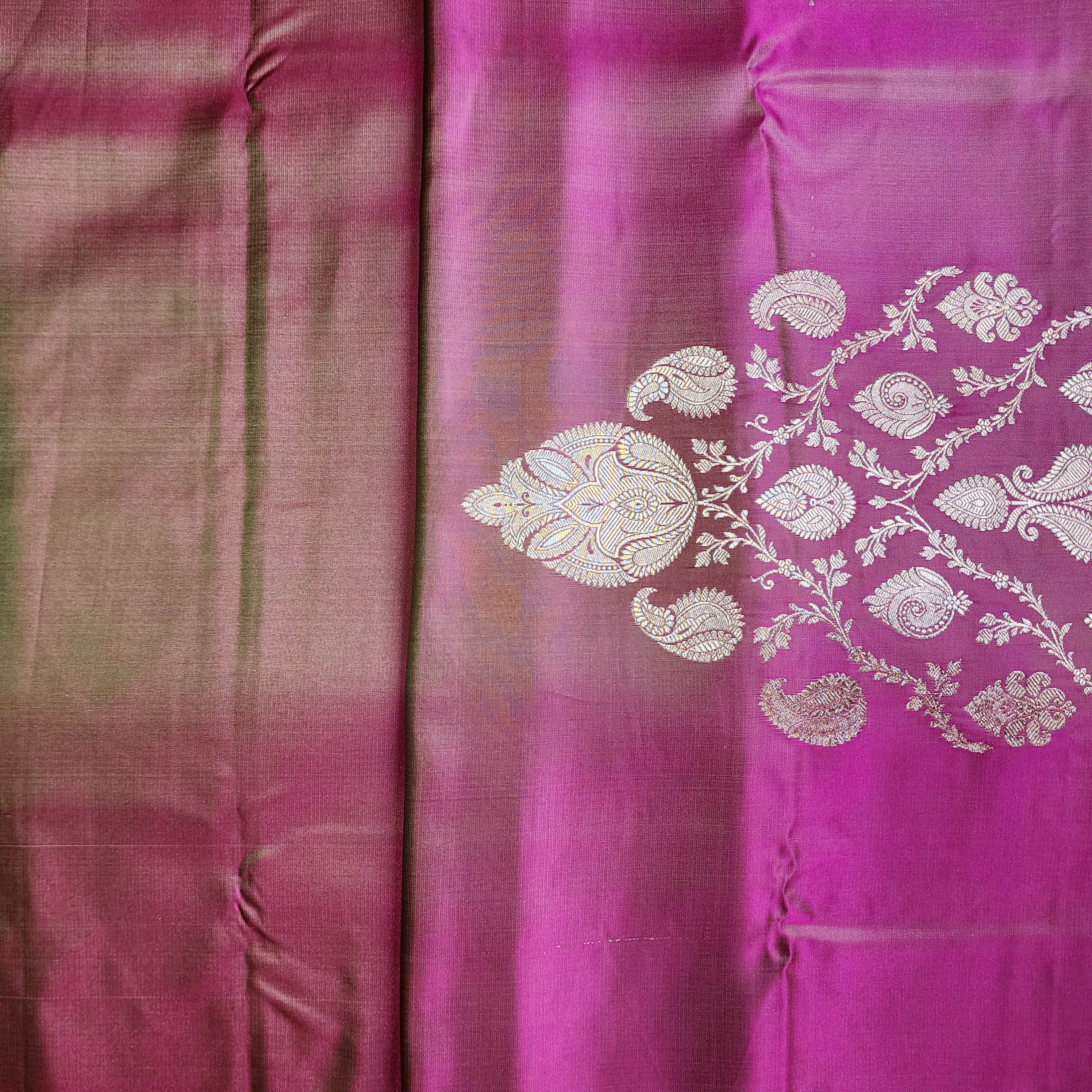 Dhoop Chhaon Mauve Banarasi Katan Silk Saree