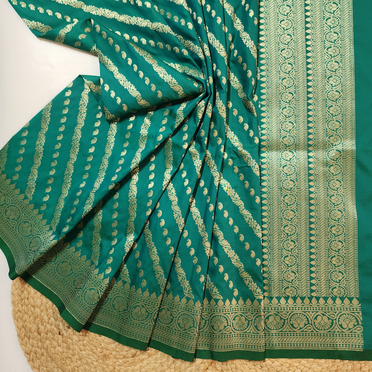 Teal Blue - Banarasi Leheriya Style Dupatta