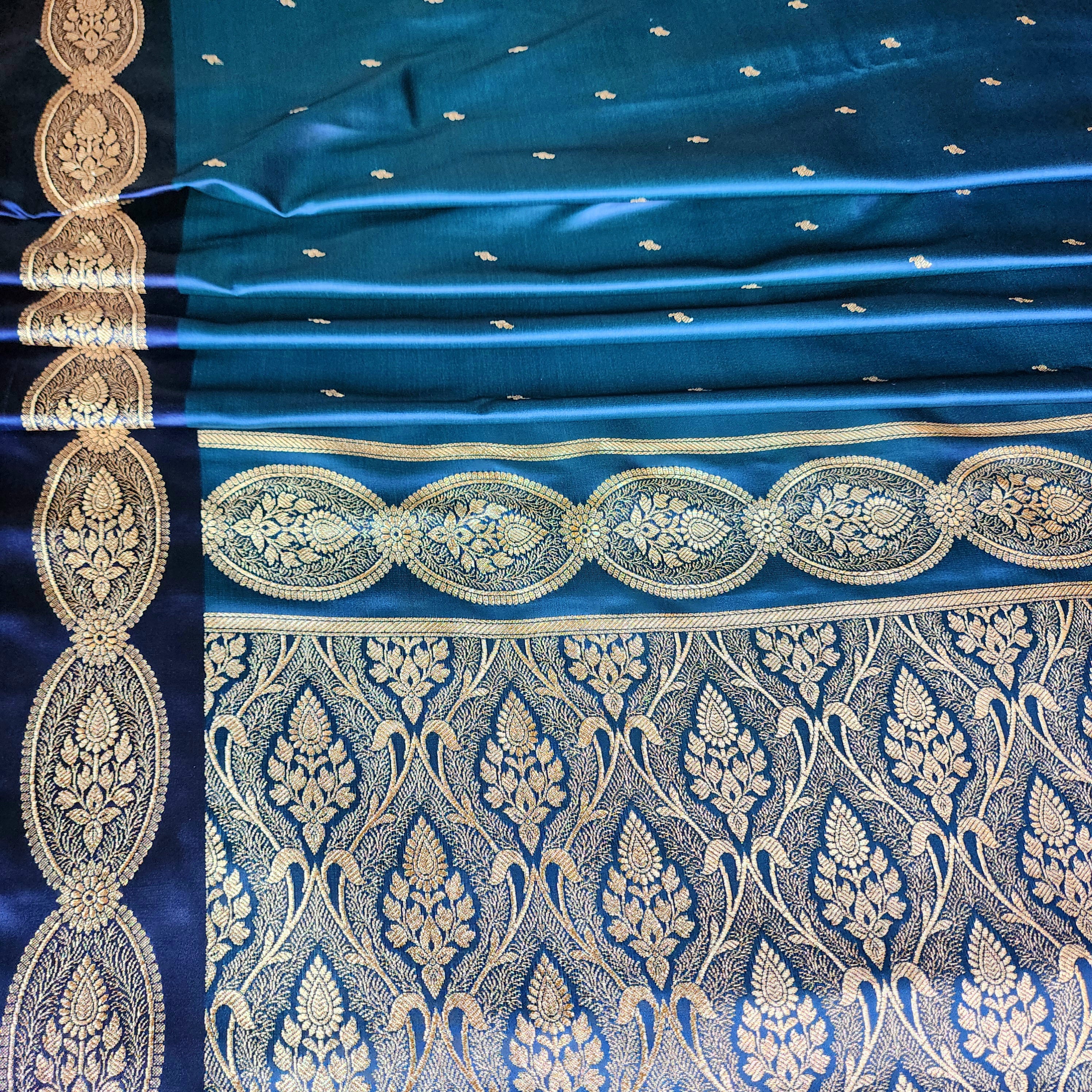 Royal Blue Banarasi Katan Silk Saree with Gold Zari Weaving