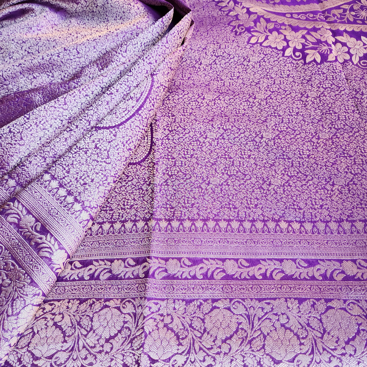 Dark Purple Katan Tanchoi Saree
