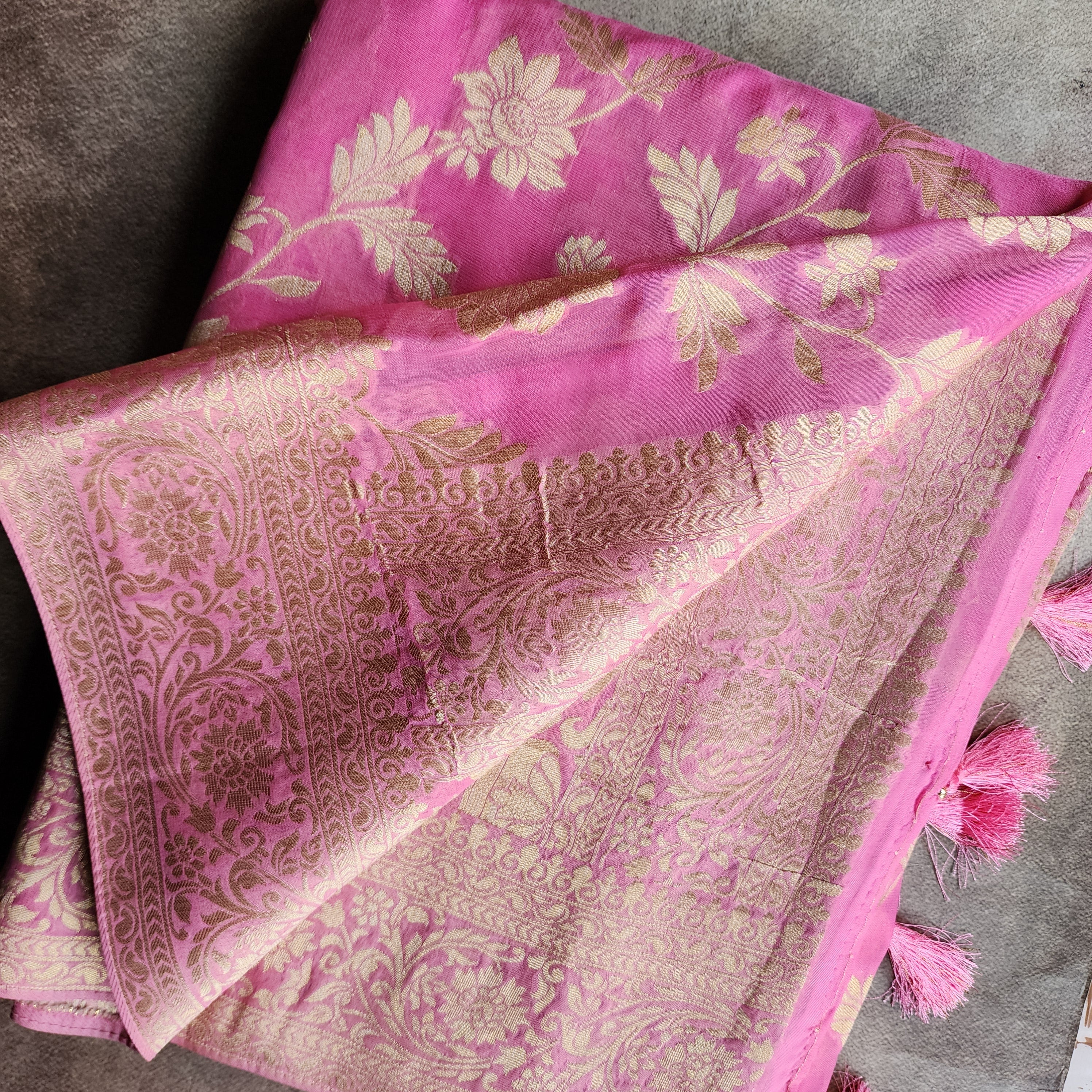Khaddi Georgette Pure Banarasi Saree in Magenta