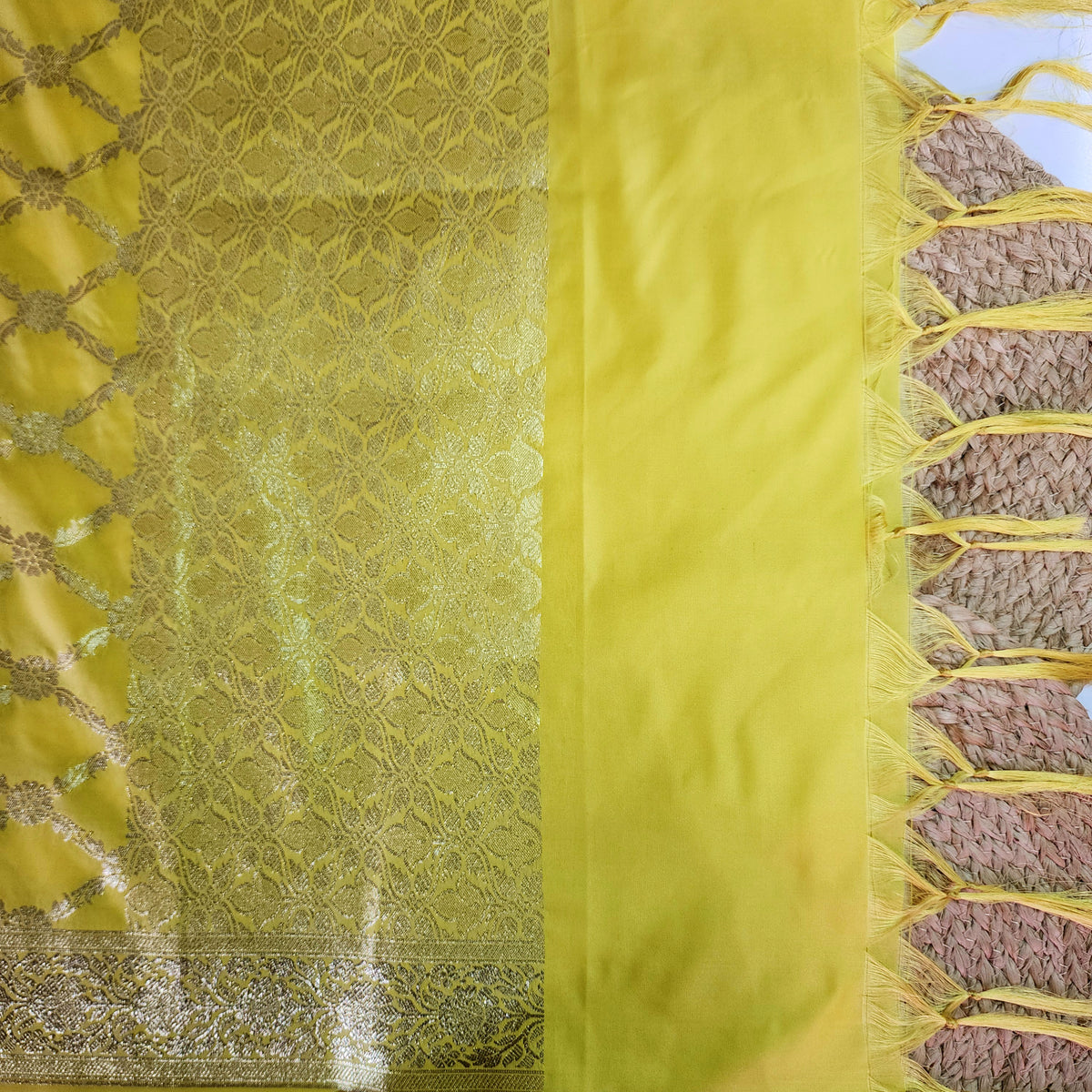 Banarasi Tapetta Silk - Sunshine Zari Jaal Dupatta