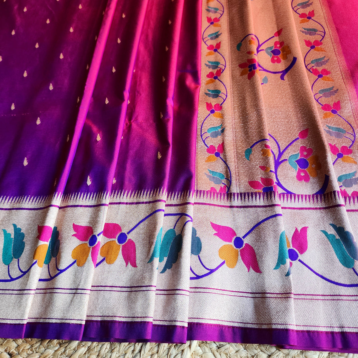 Raahi - Magenta Paithani Silk Saree with Stitched Blouse