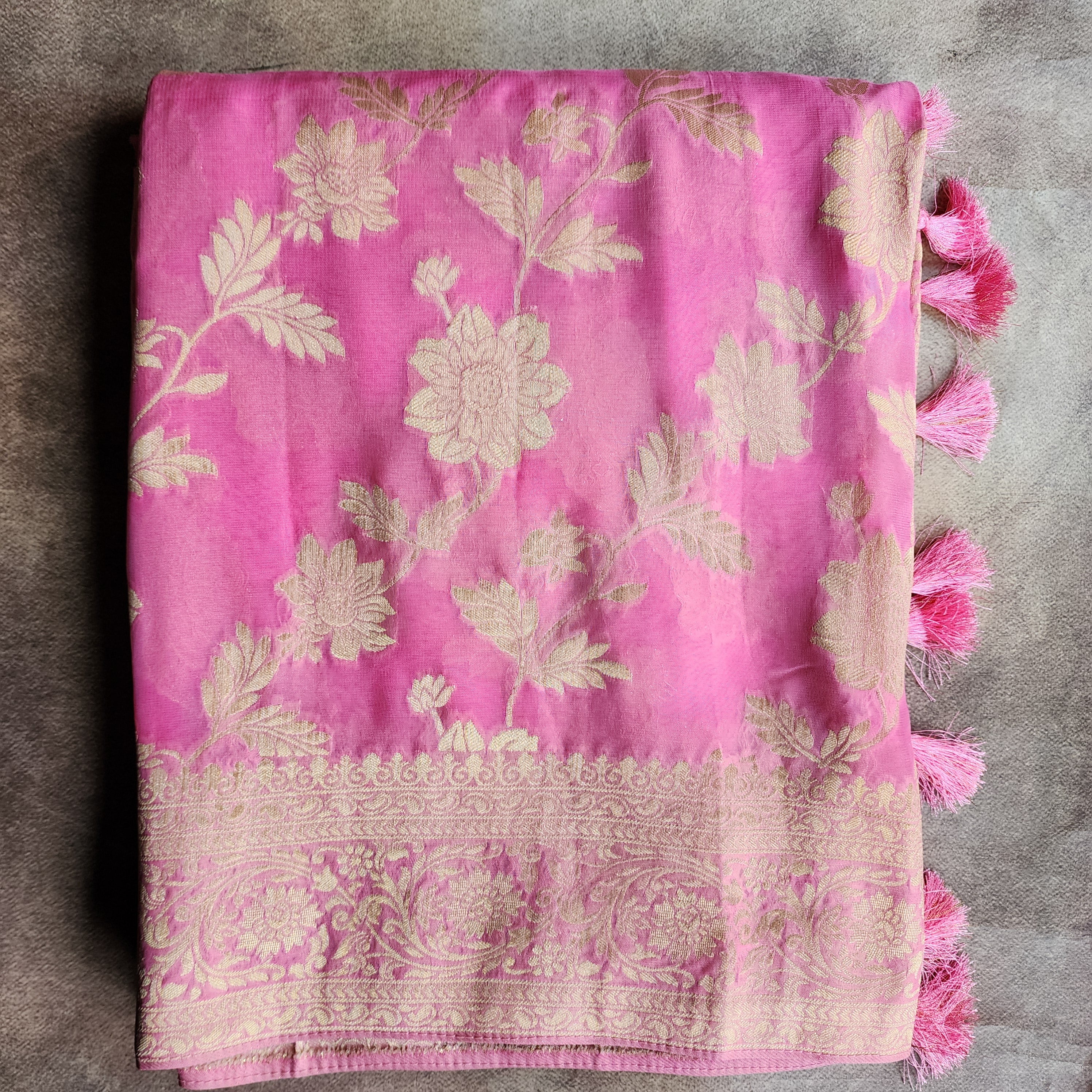 Khaddi Georgette Pure Banarasi Saree in Magenta