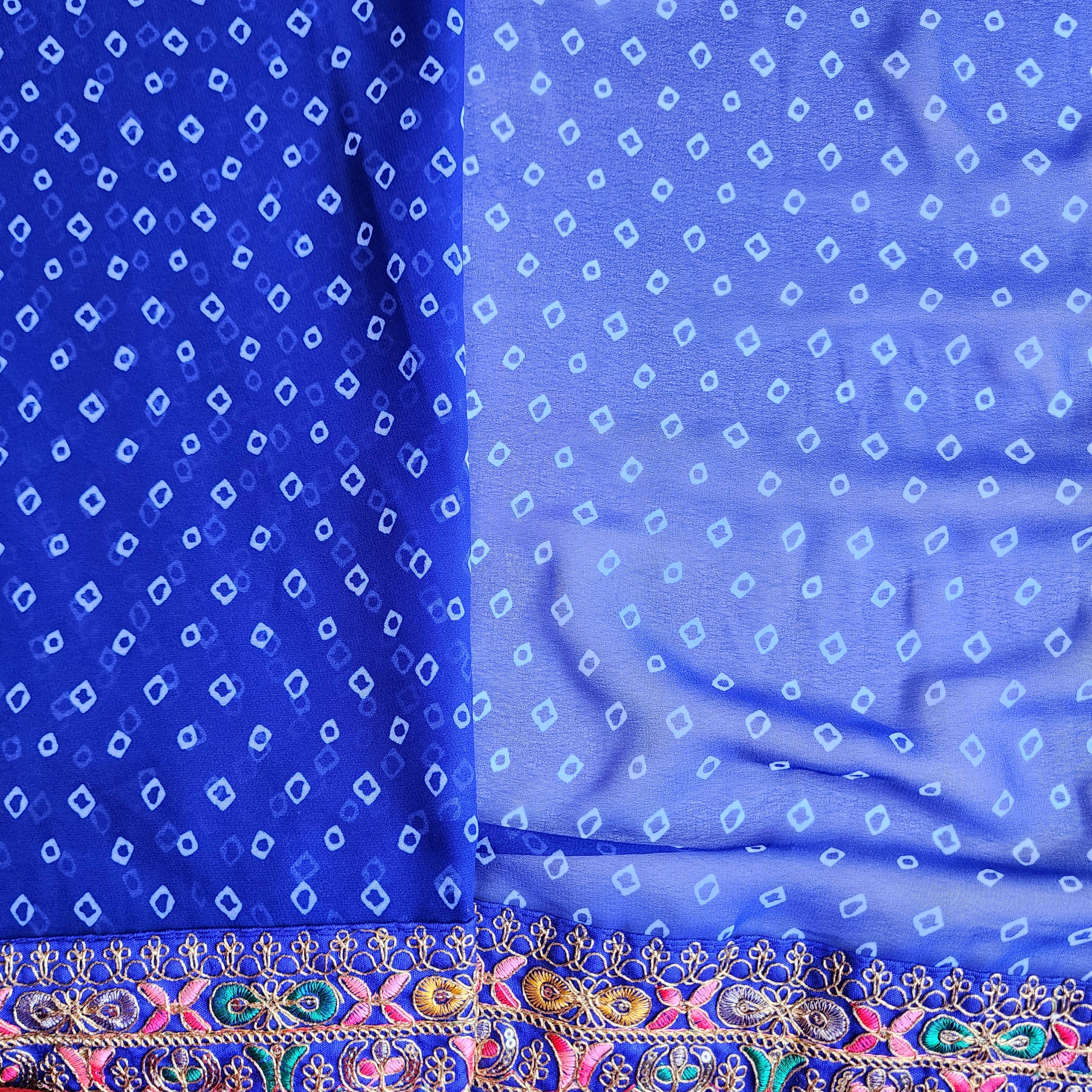 Embroidered Bandhani Designer Saree in Blue