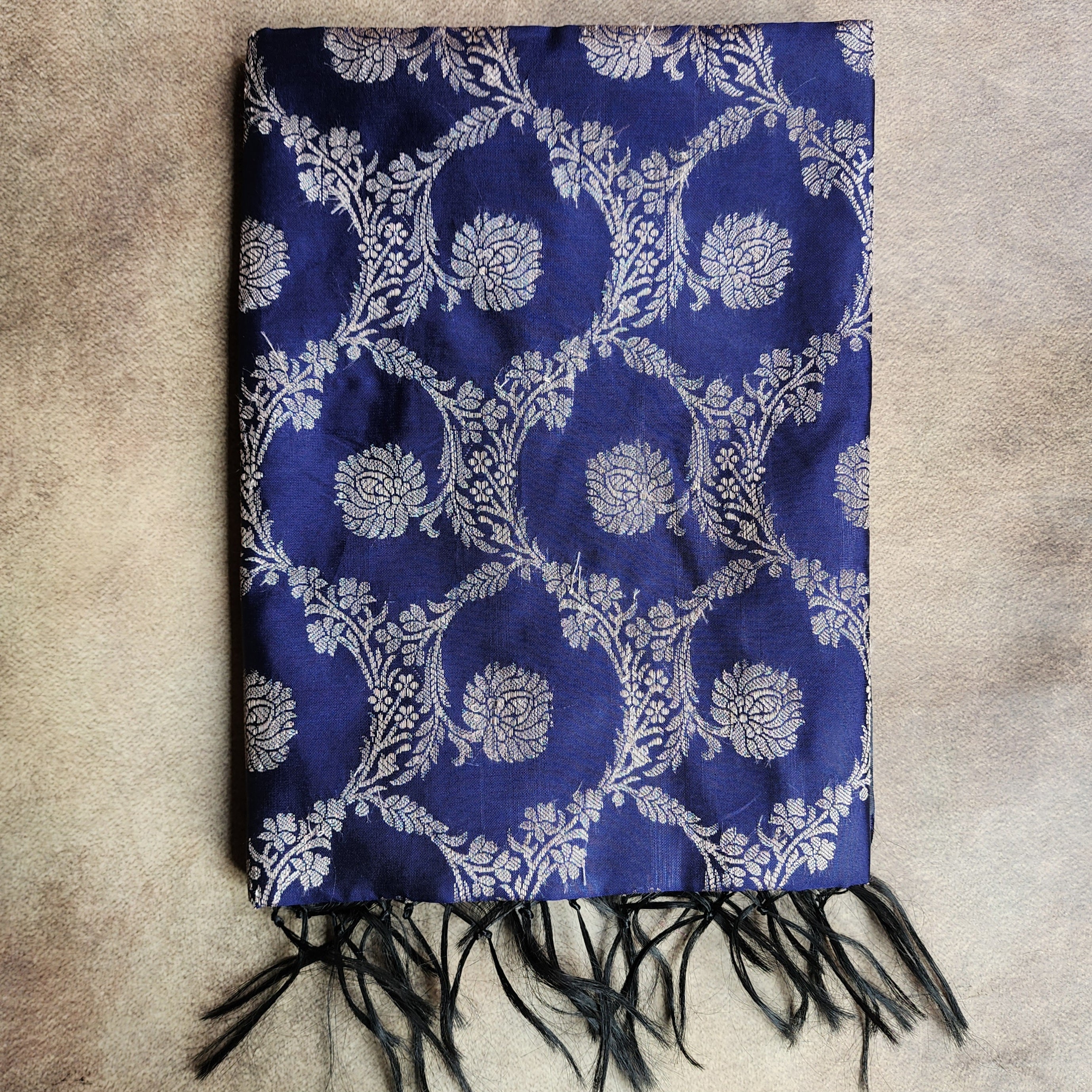 Royal Blue Semi Silk Zari Dupatta