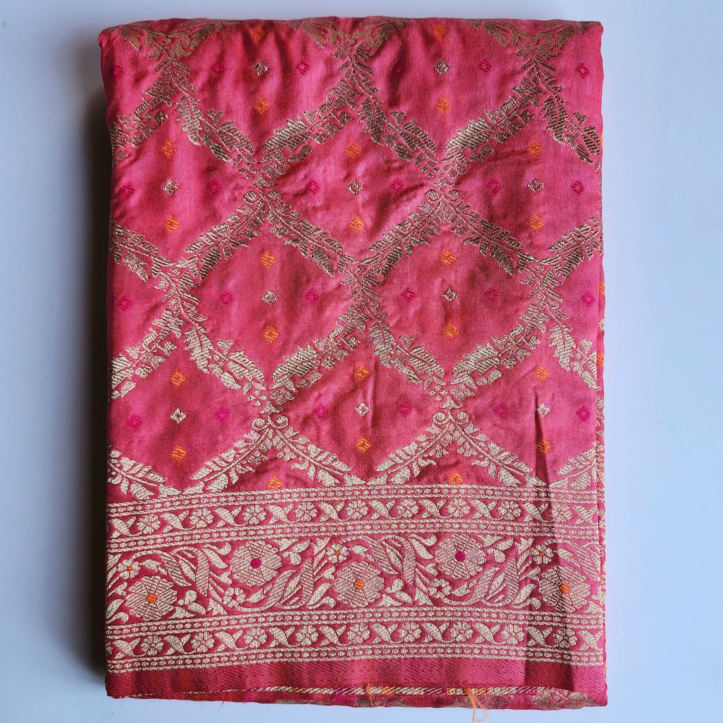 Rani Pink Bandhani Dupatta with Traditional Jaal