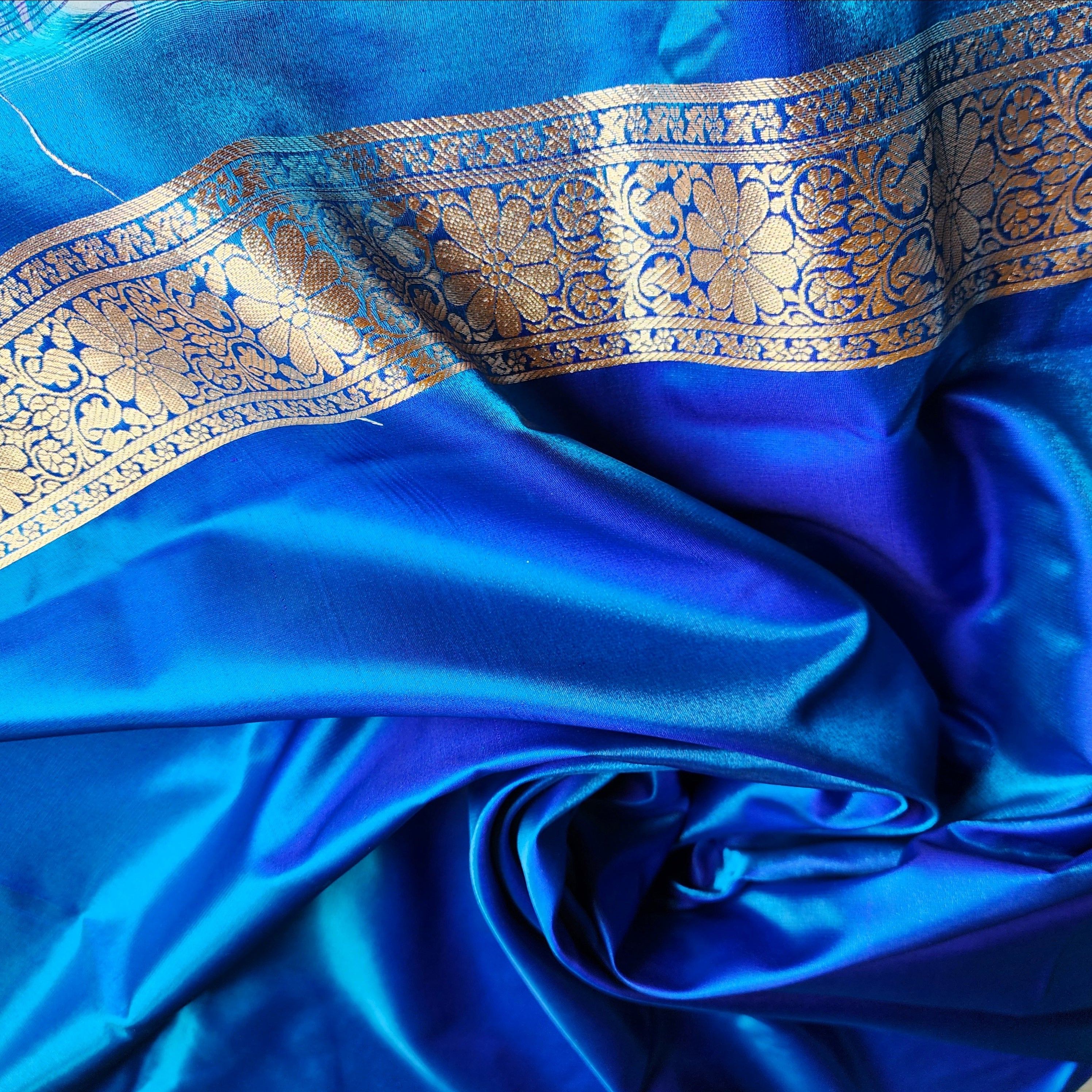 Royal Navy Blue Banarasi Silk Saree with Golden Zari Weave