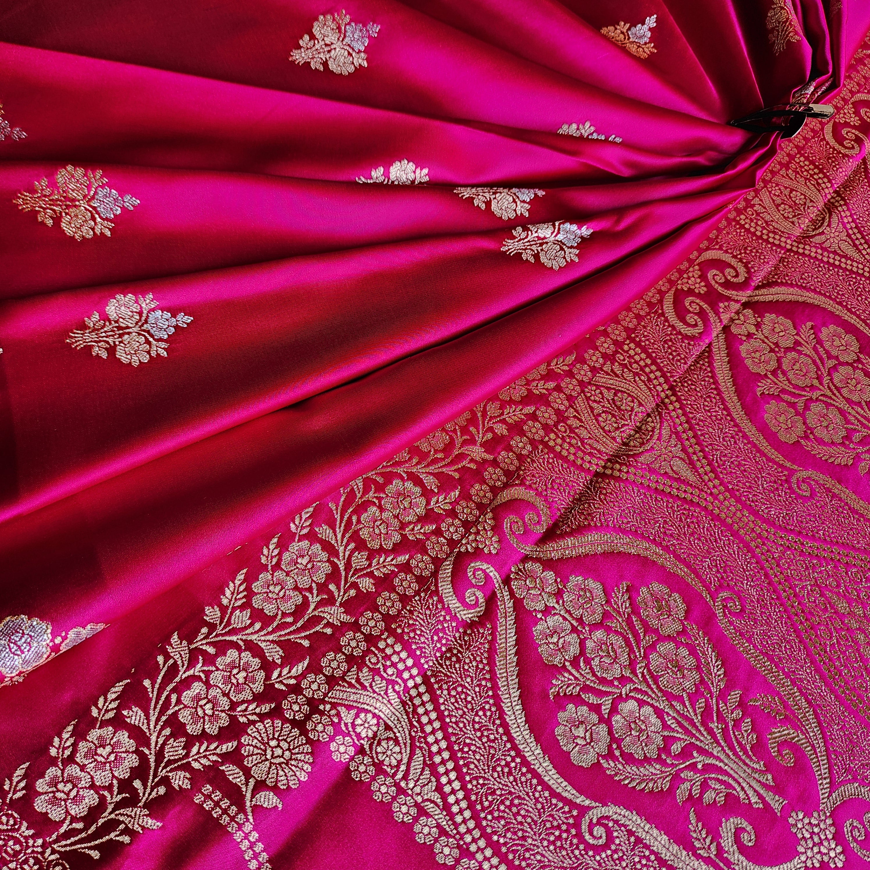 Dual-Tone Pink Pure Banarasi Katan Silk Saree
