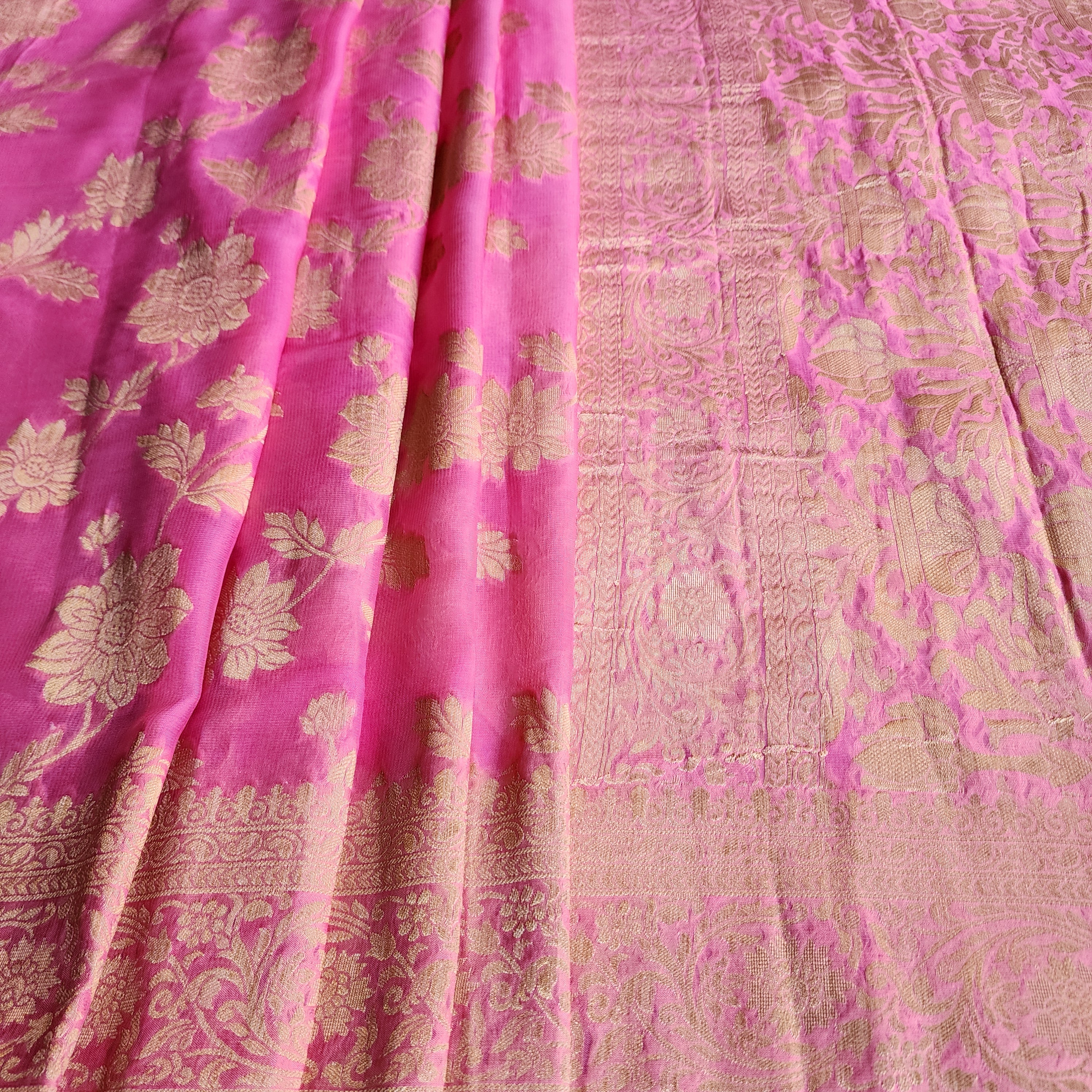 Khaddi Georgette Pure Banarasi Saree in Magenta