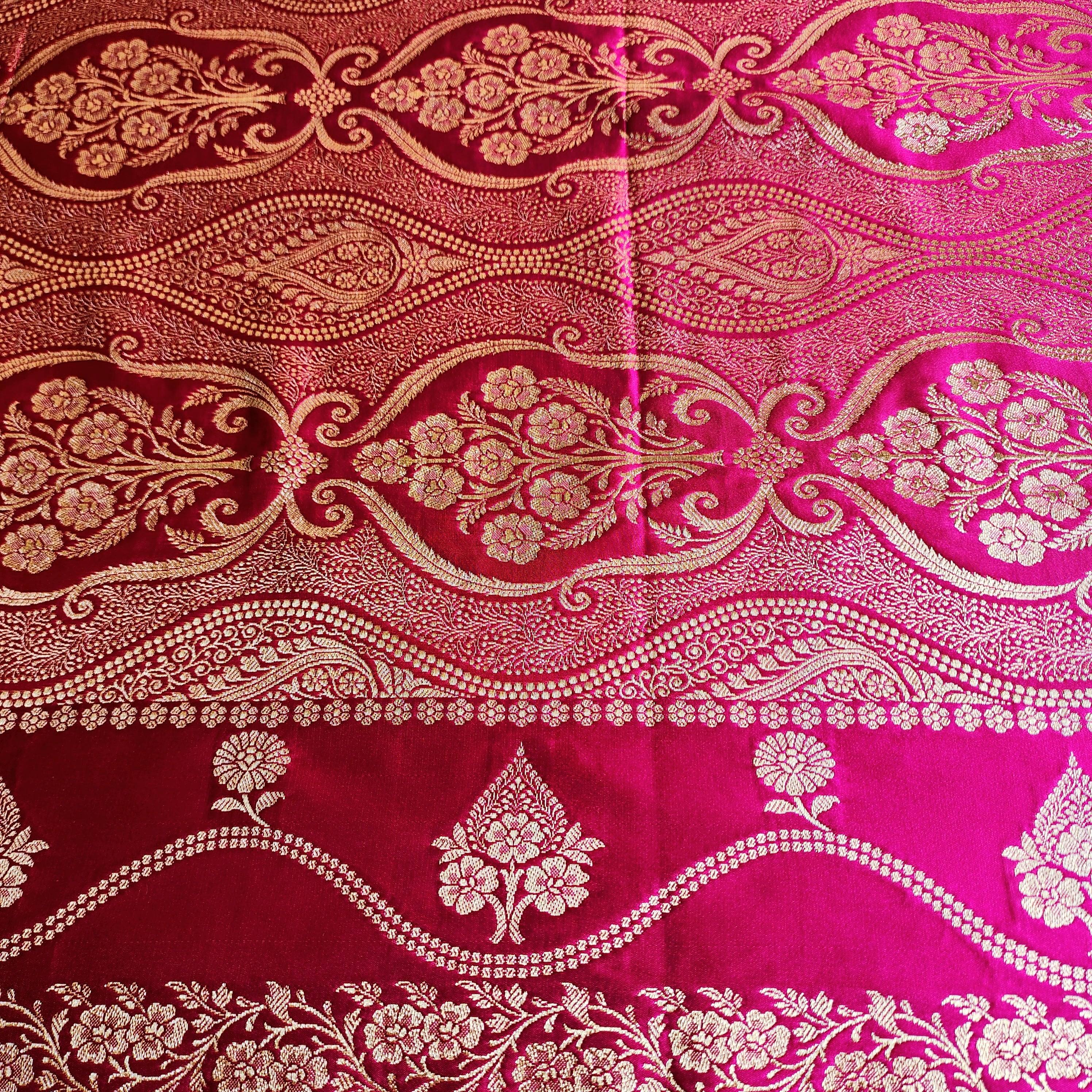Dual-Tone Pink Pure Banarasi Katan Silk Saree