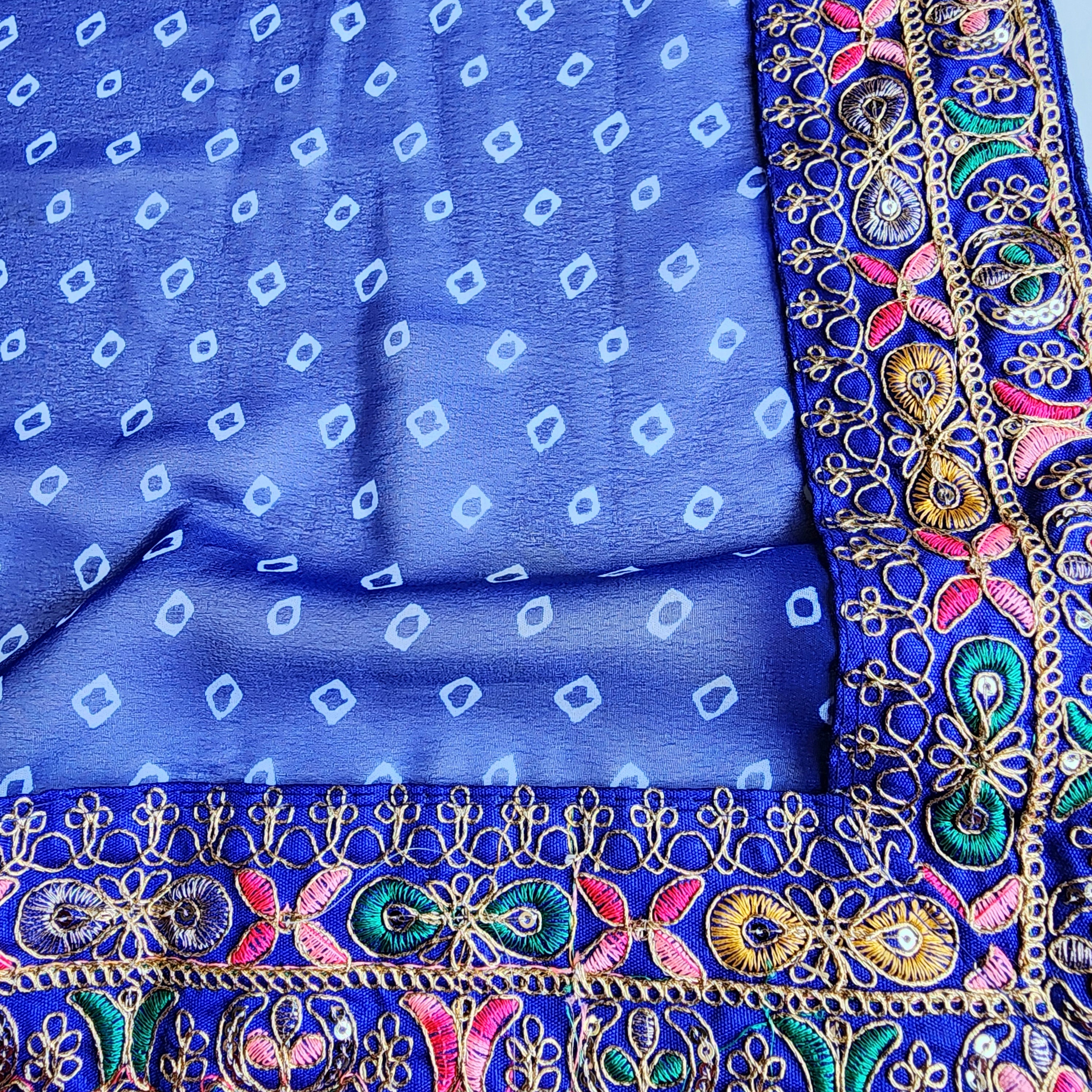 Embroidered Bandhani Designer Saree in Blue