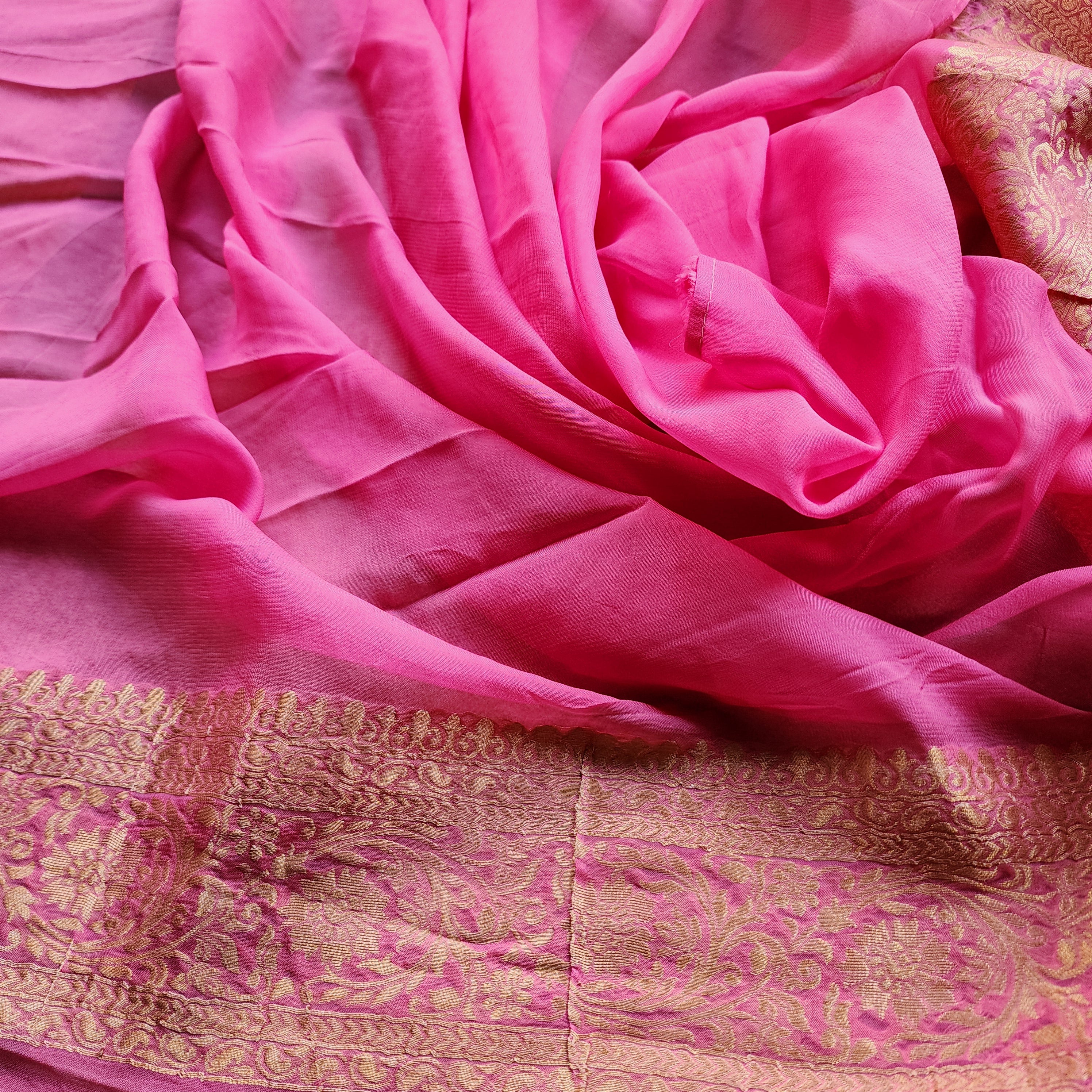 Khaddi Georgette Pure Banarasi Saree in Magenta