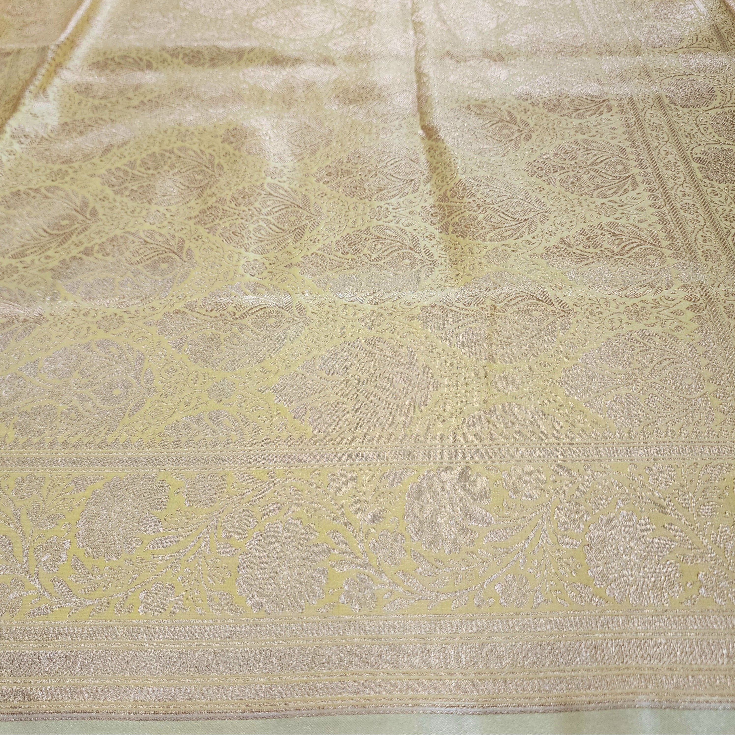 Rich Lemon Yellow Banarasi Silk Saree with Gold Zari Weaving