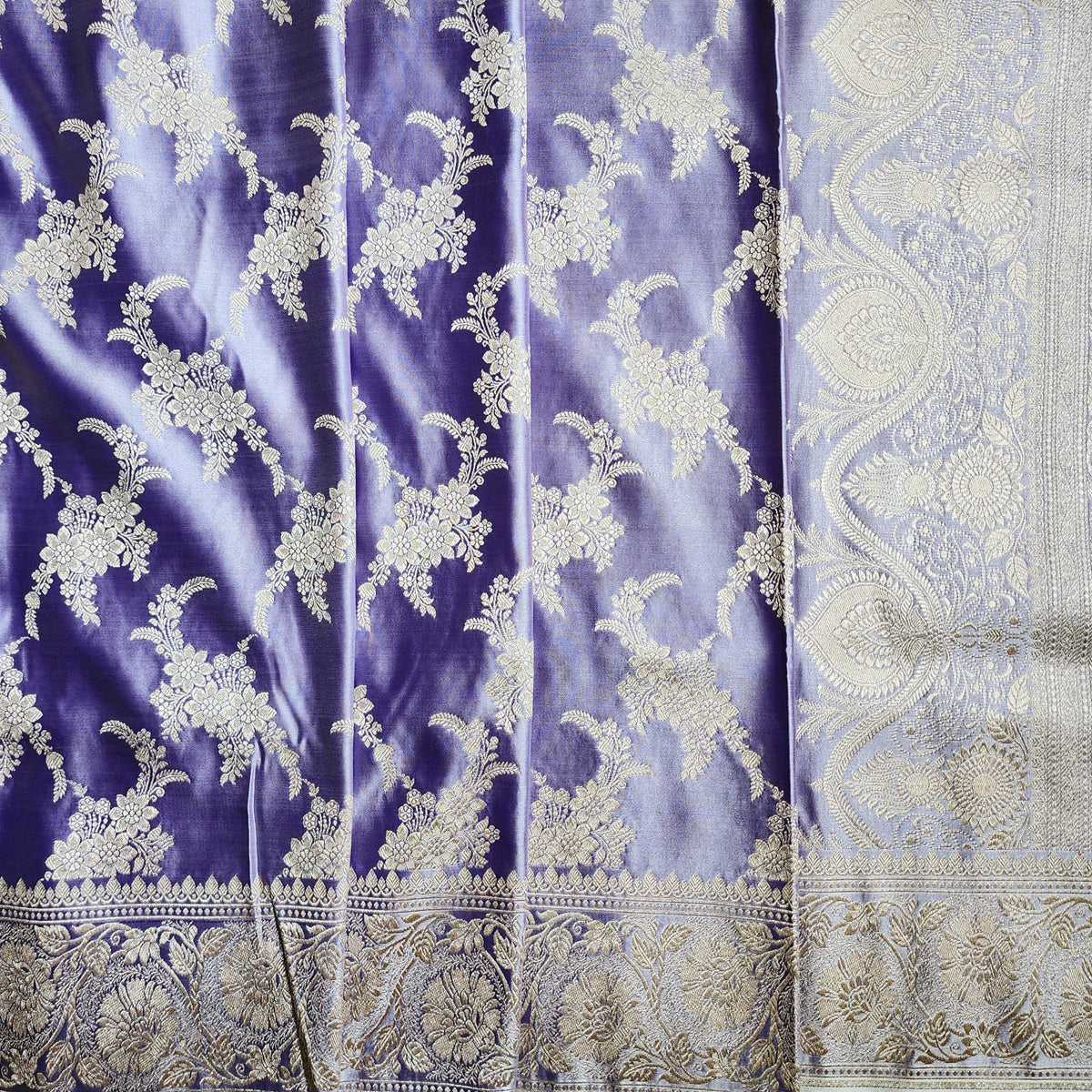 Mauve Banarasi Katan Silk Saree with Floral Vine Jaal