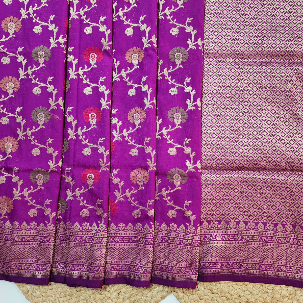 Banarasi Silk Floral Jaal Dupatta - Violet Purple