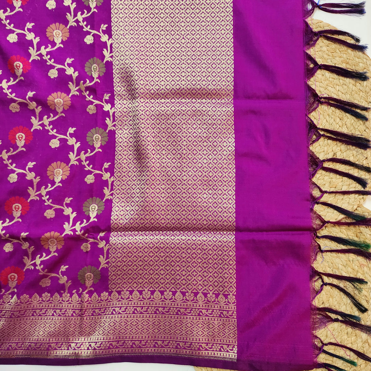 Banarasi Silk Floral Jaal Dupatta - Violet Purple