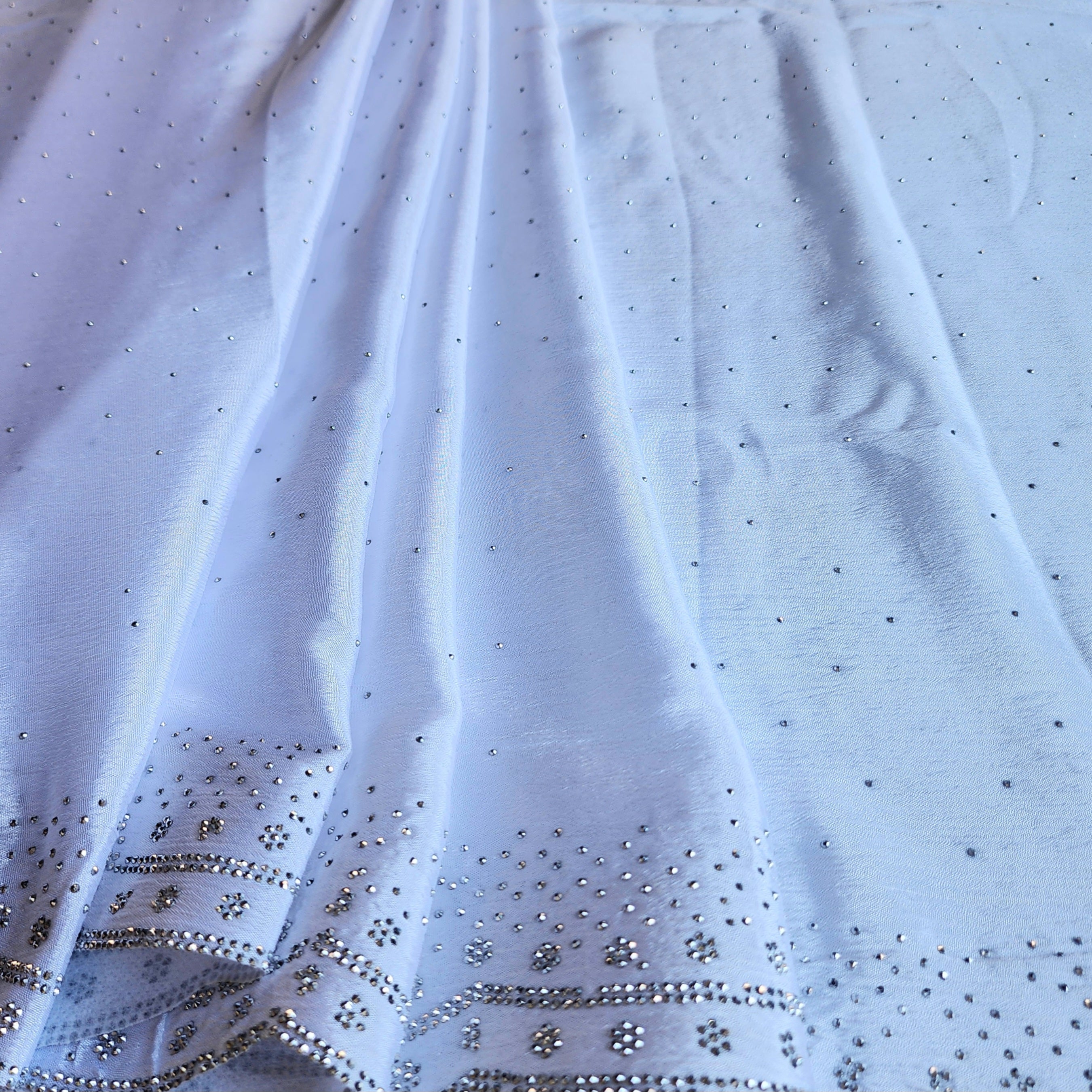 Georgette Designer Sequinned Saree - Frosted Pearl