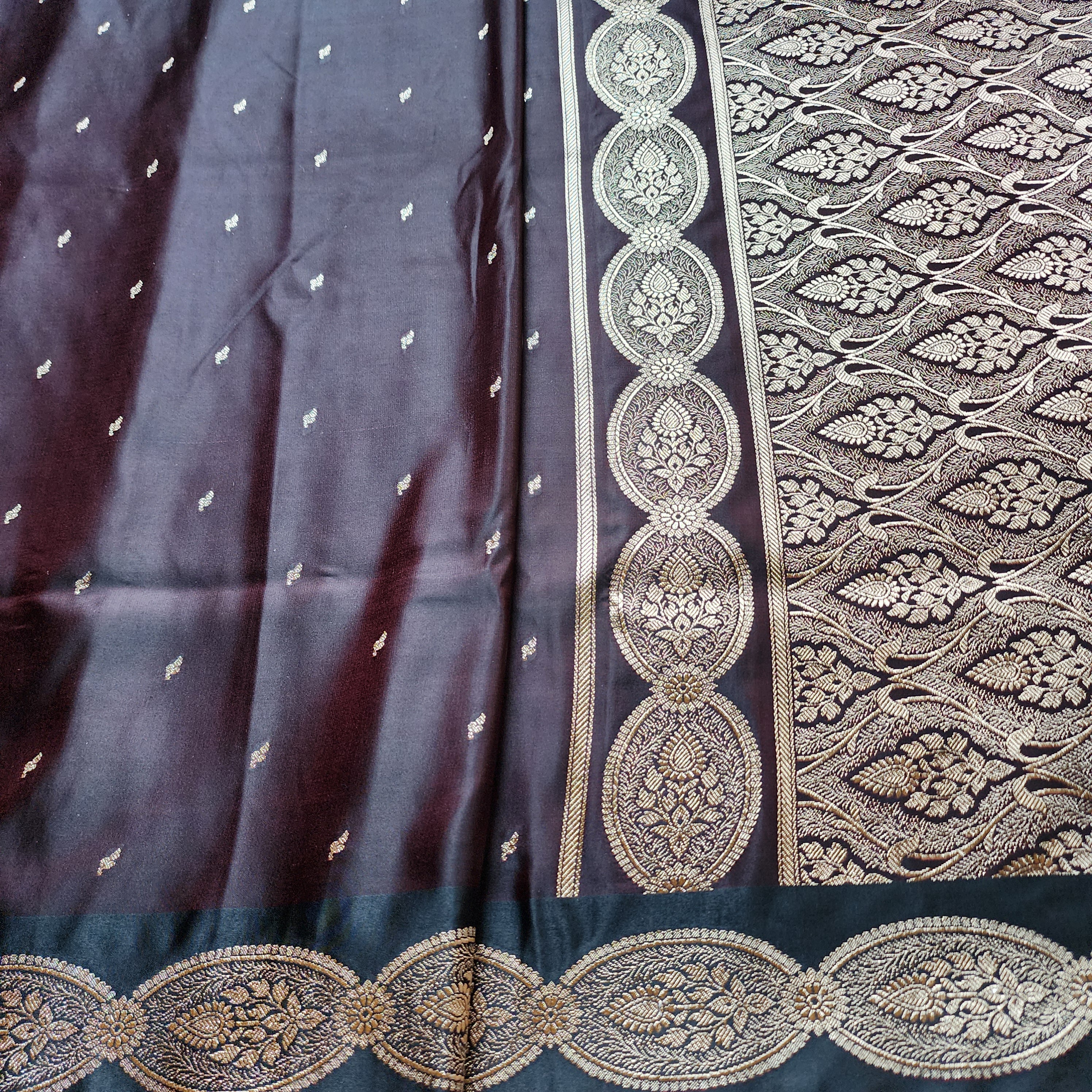 Deep Maroon Pure Banarasi Katan Silk Saree with Gold Zari Weaving