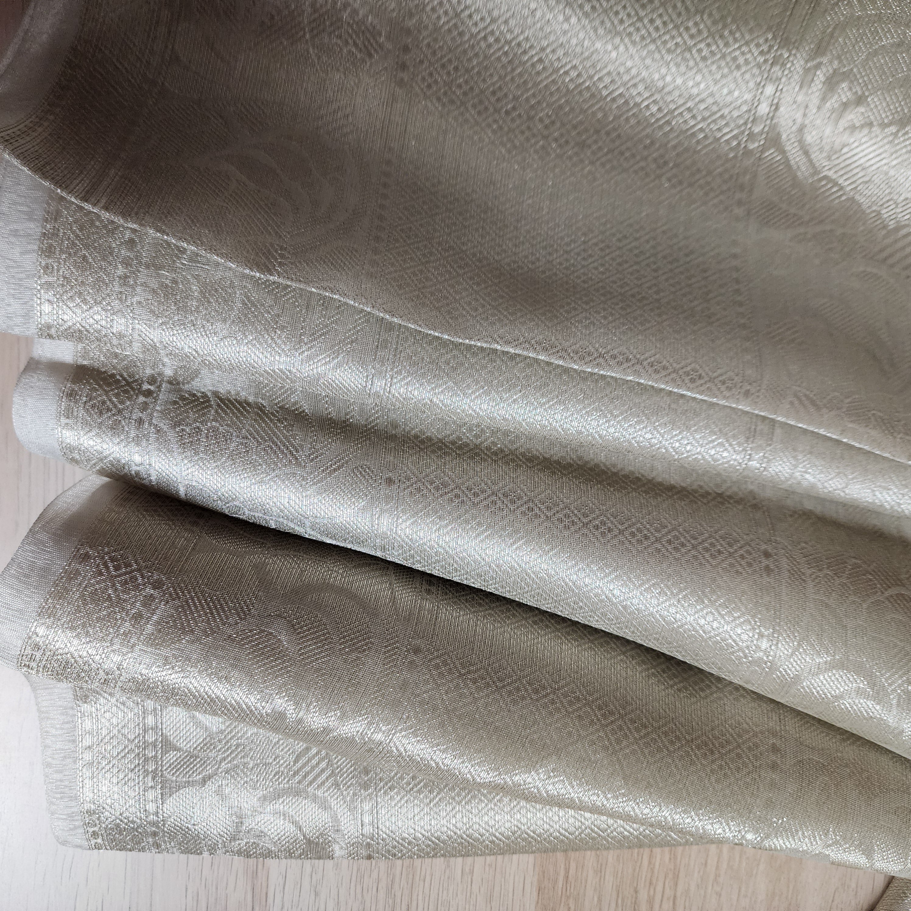 Classic Off-White Water Zari Tissue Sari with tassels