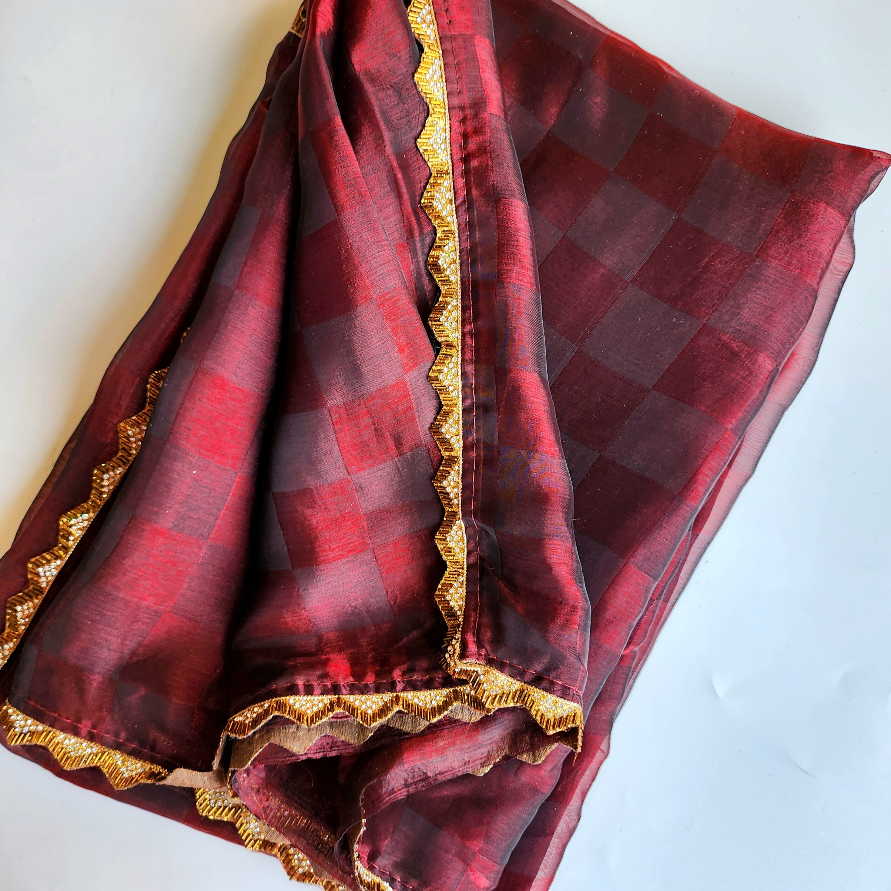 Maroon Designer Chiffon Silk Saree