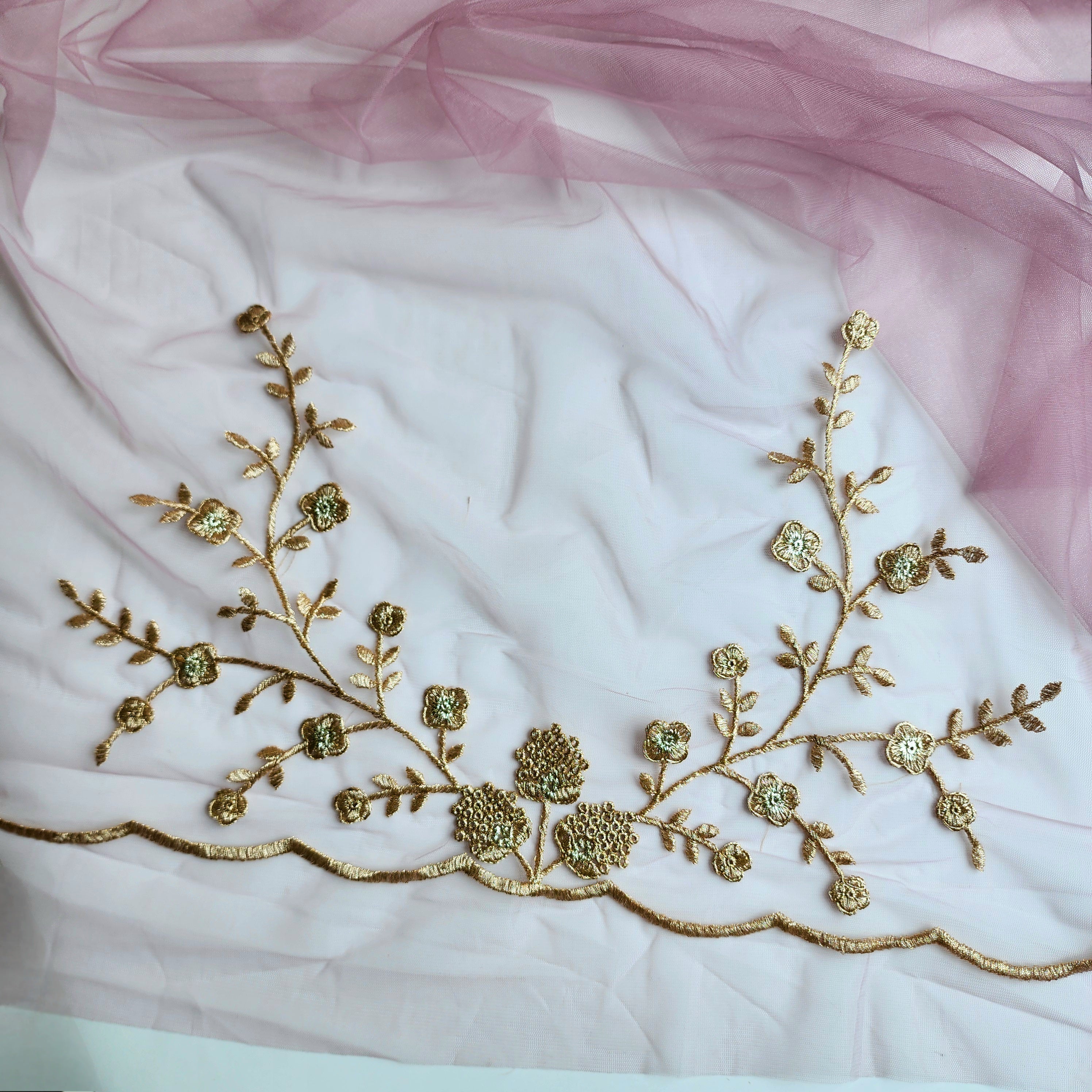 Pink Zardozi Embroidered Embellished Designer Net Saree