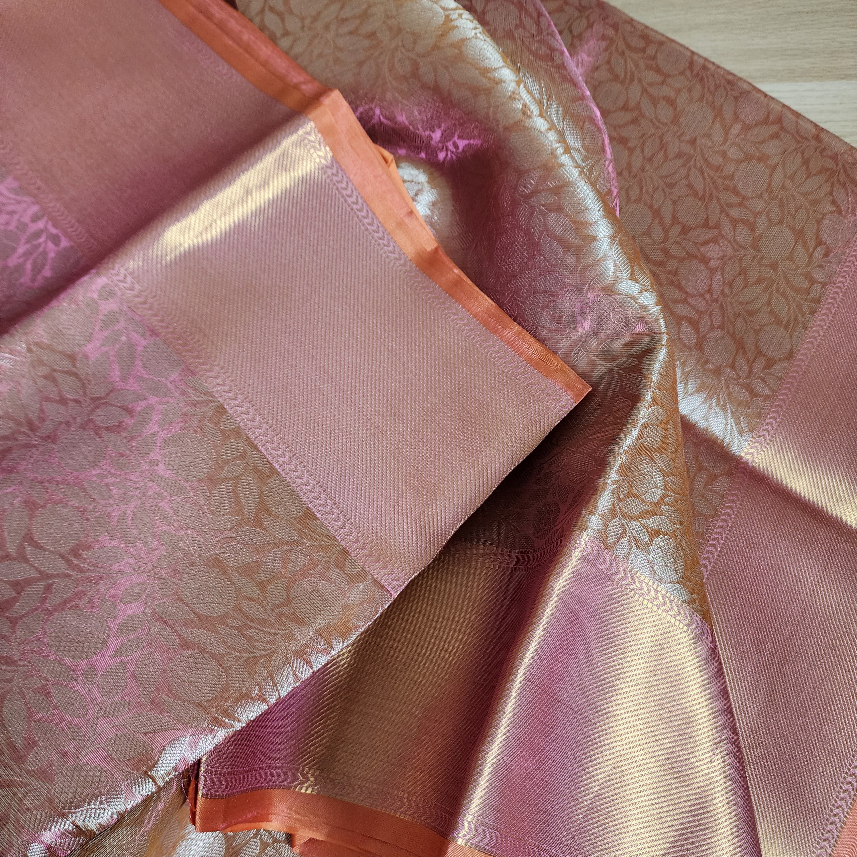 Kanjivaram style tissue Saree |Soft Dual pastel shade