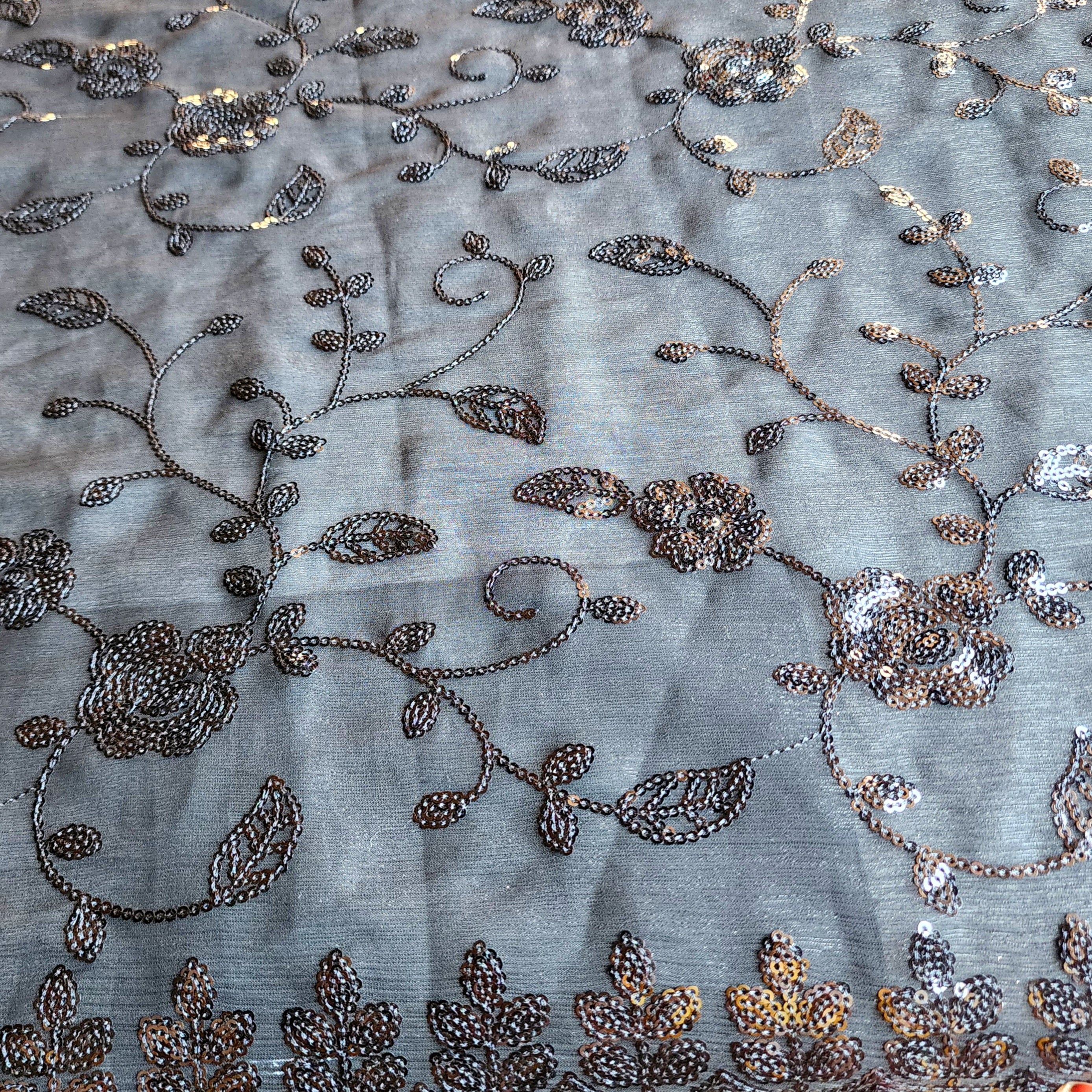 Georgette Designer Sequinned Saree - Black