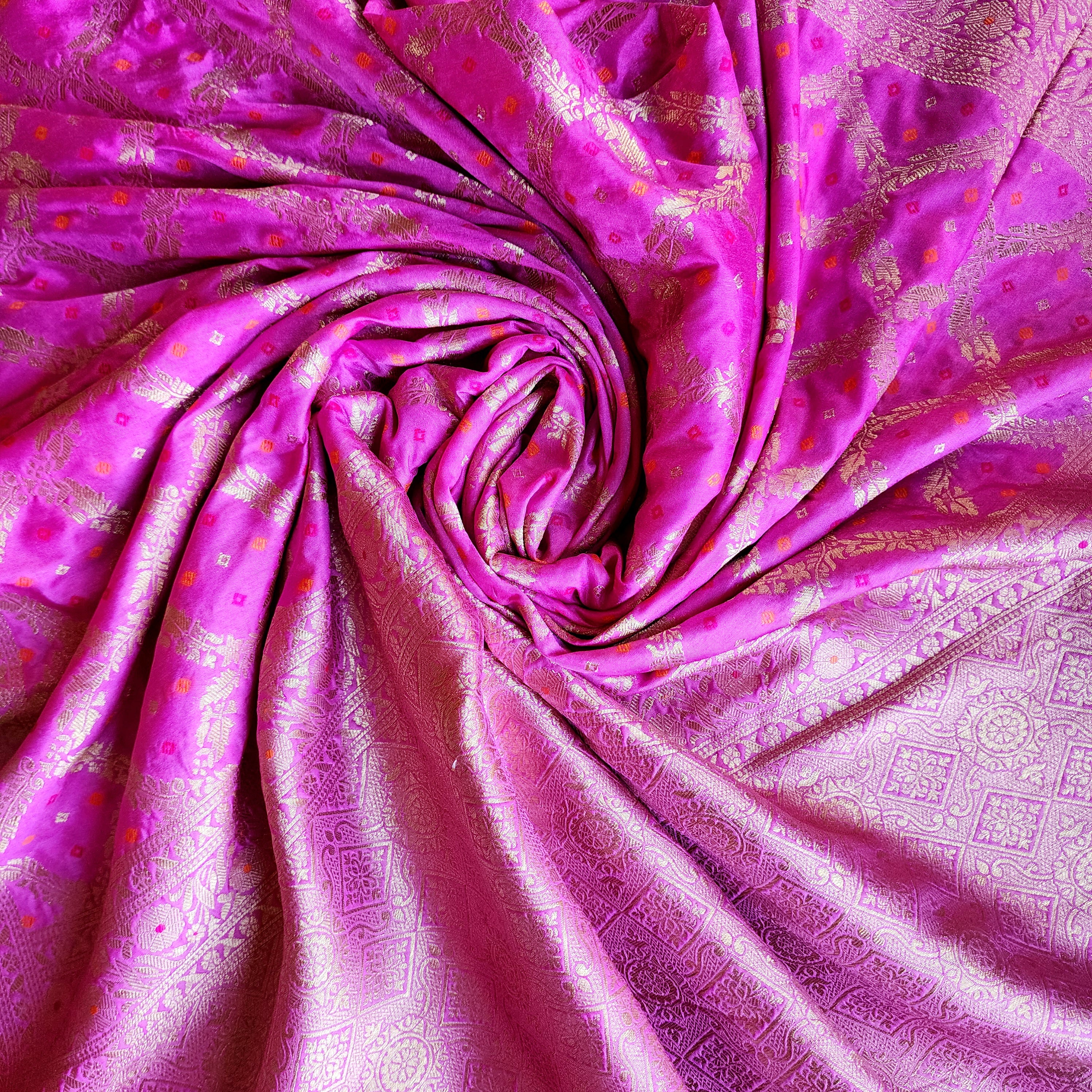 Orchid Purple Bandhani Dupatta with Traditional Jaal