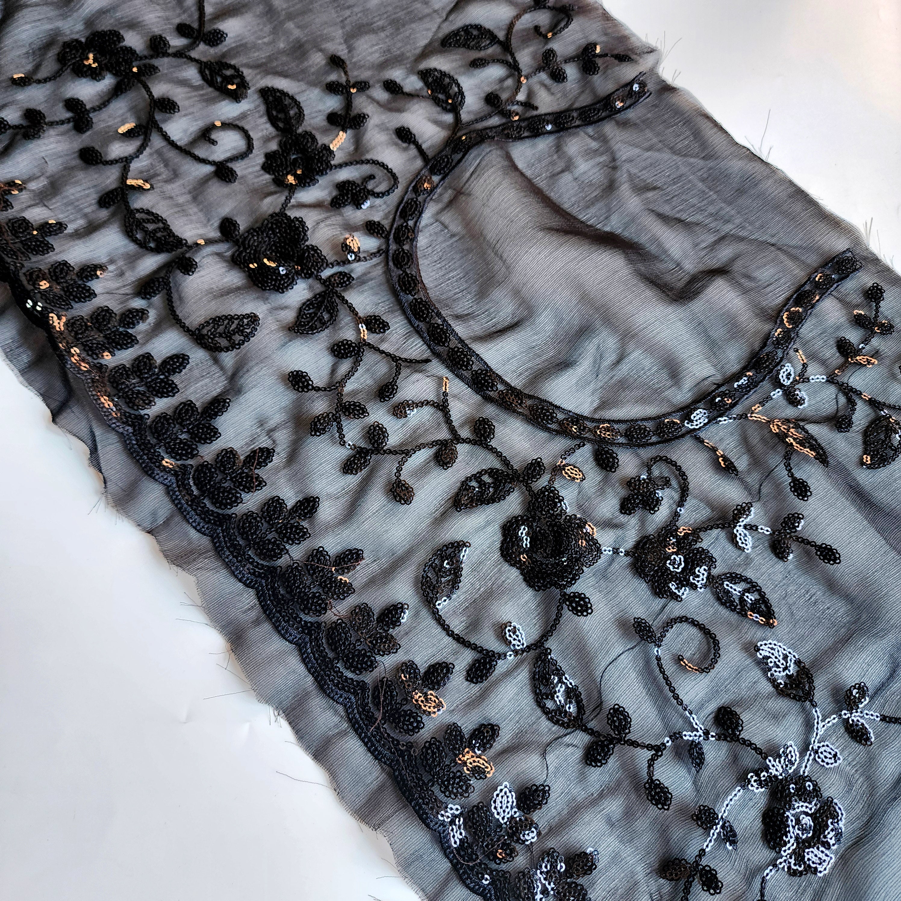 Georgette Designer Sequinned Saree - Black