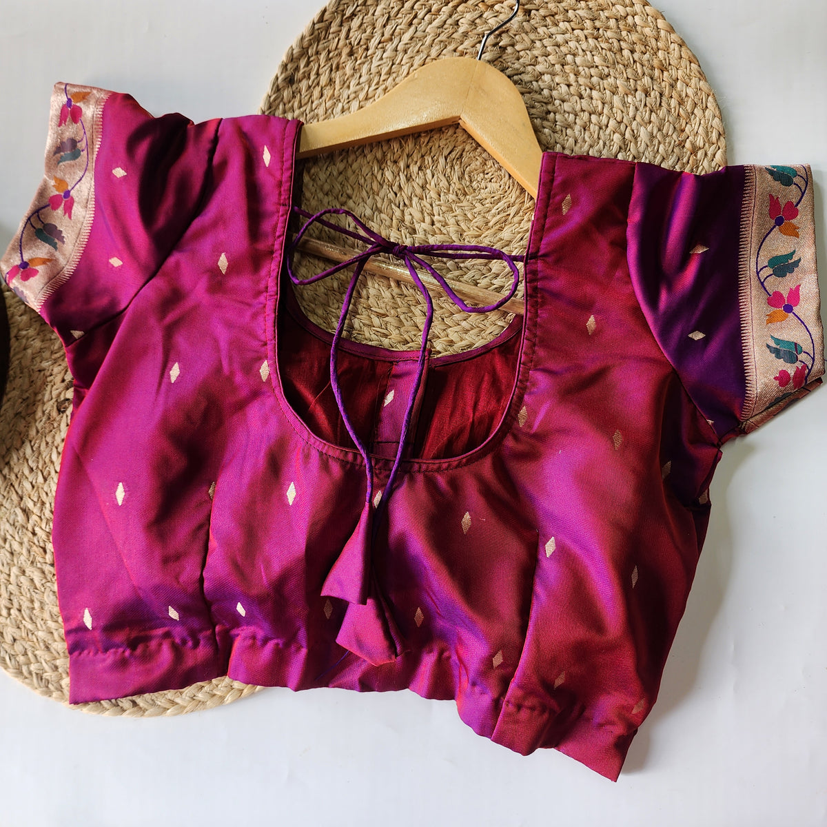 Raahi - Magenta Paithani Silk Saree with Stitched Blouse