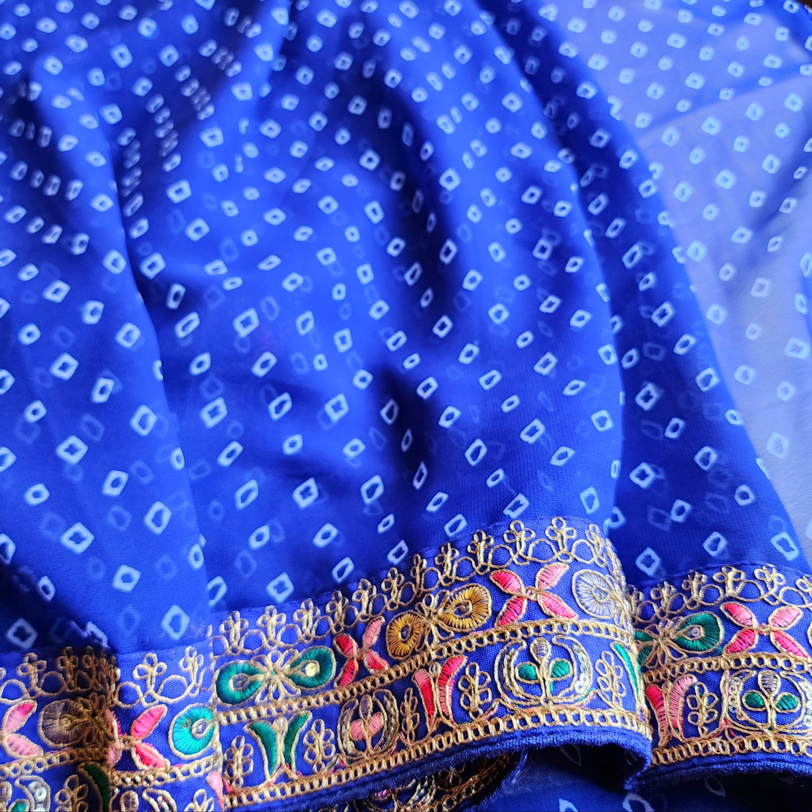 Embroidered Bandhani Designer Saree in Blue