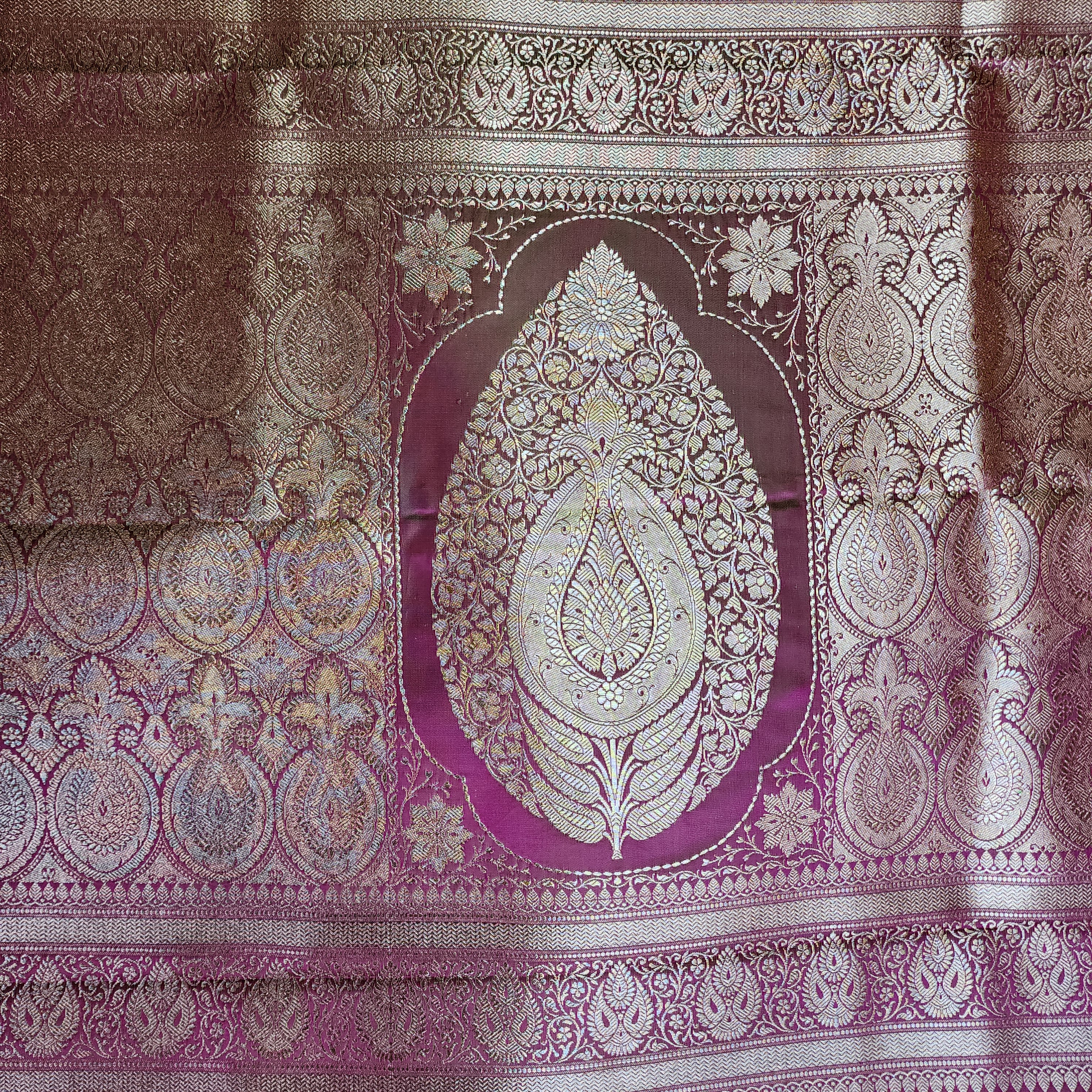 Dhoop Chhaon Mauve Banarasi Katan Silk Saree