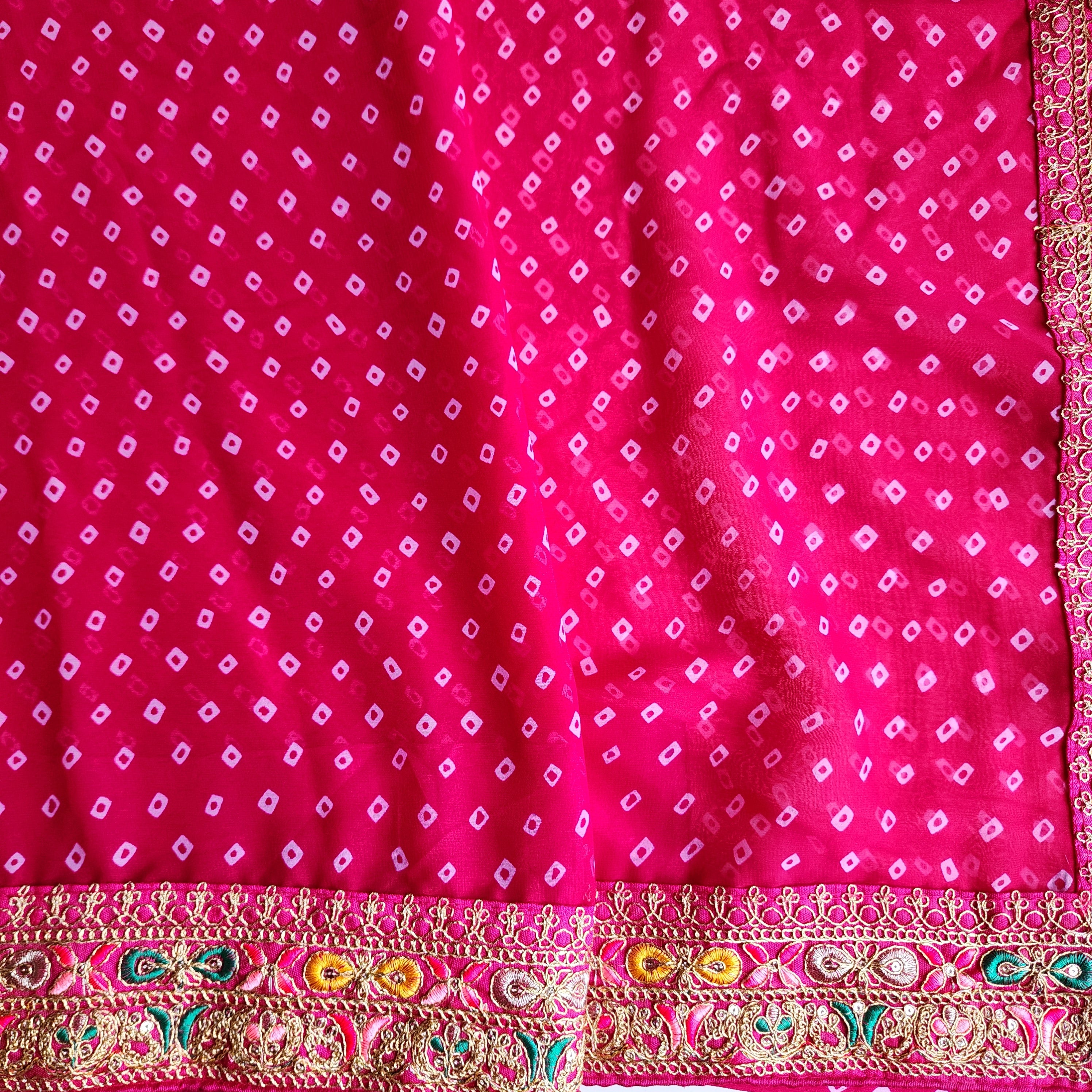 Embroidered Bandhani Designer Saree in Pink
