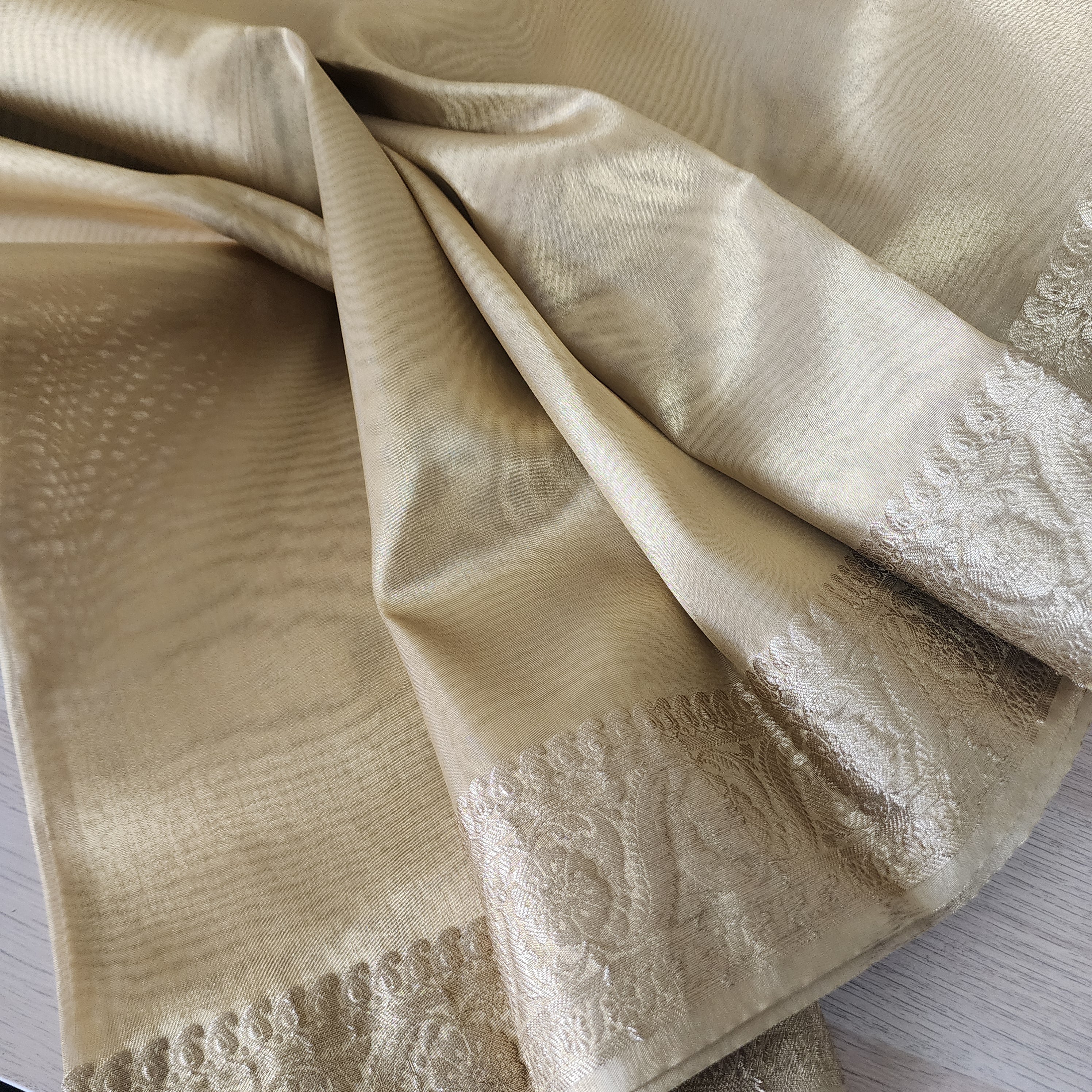 Traditional Kanjivaram Style Tissue Silk Saree in Gold