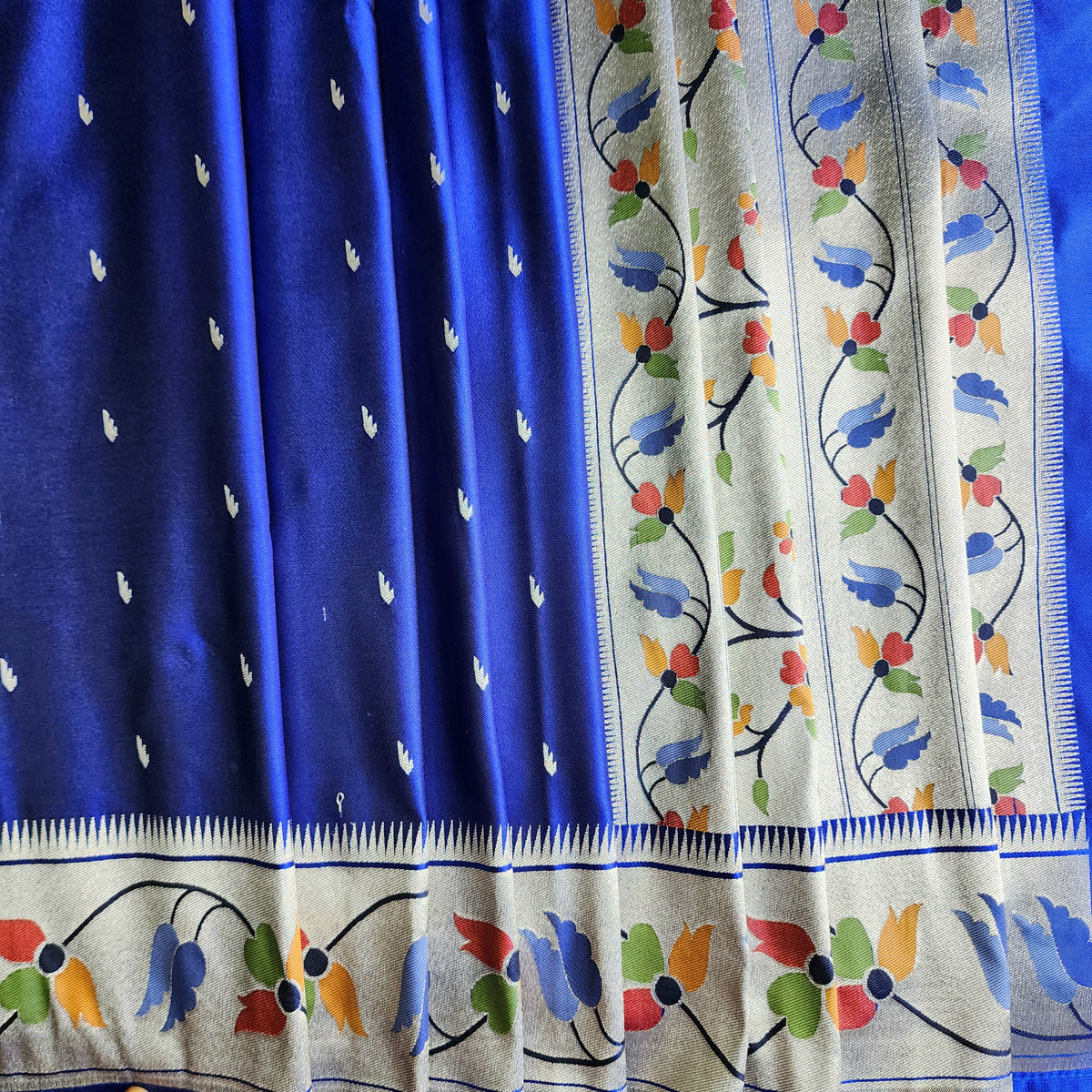 Raahi - Royal Blue Paithani Silk Saree with Stitched Blouse