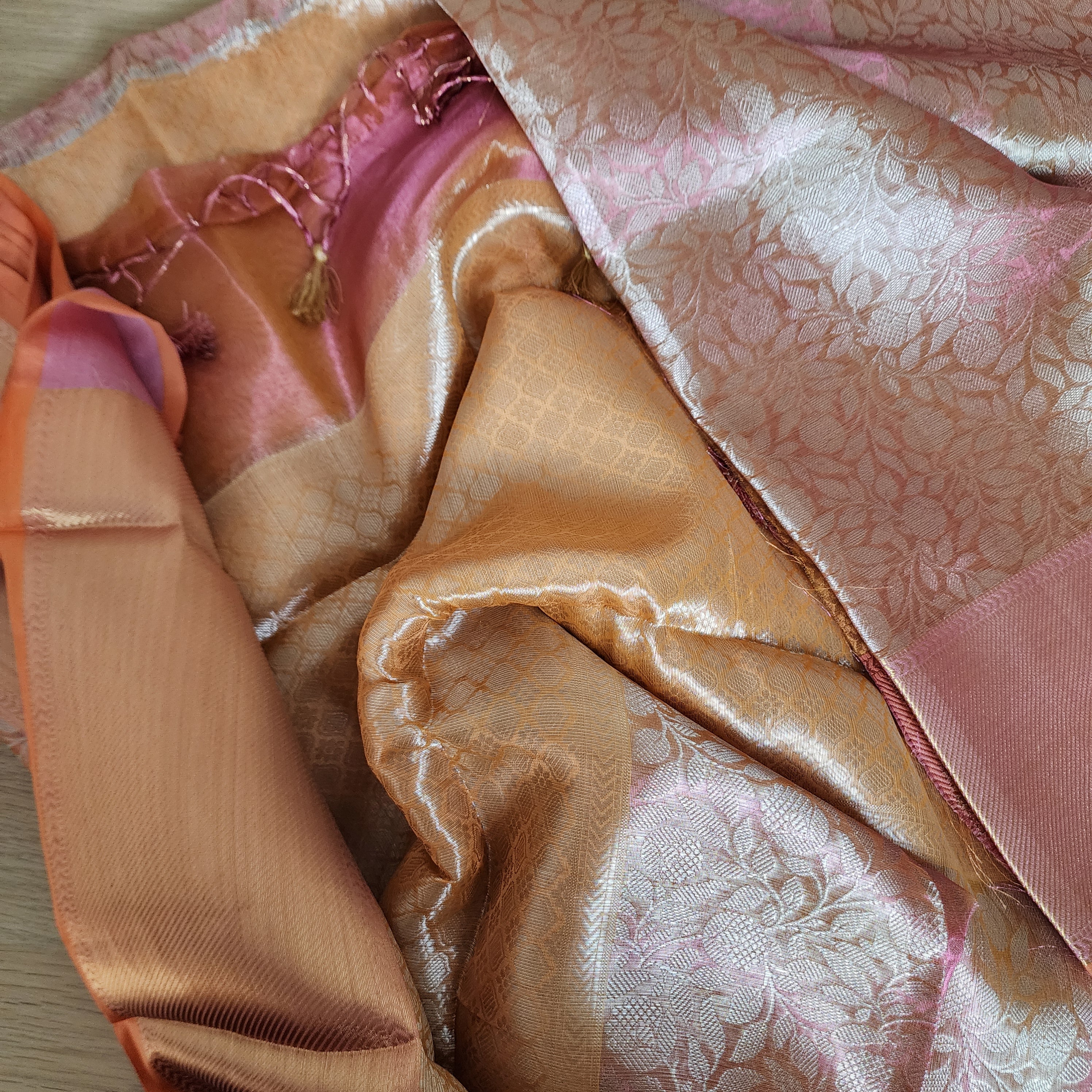 Kanjivaram style tissue Saree |Soft Dual pastel shade