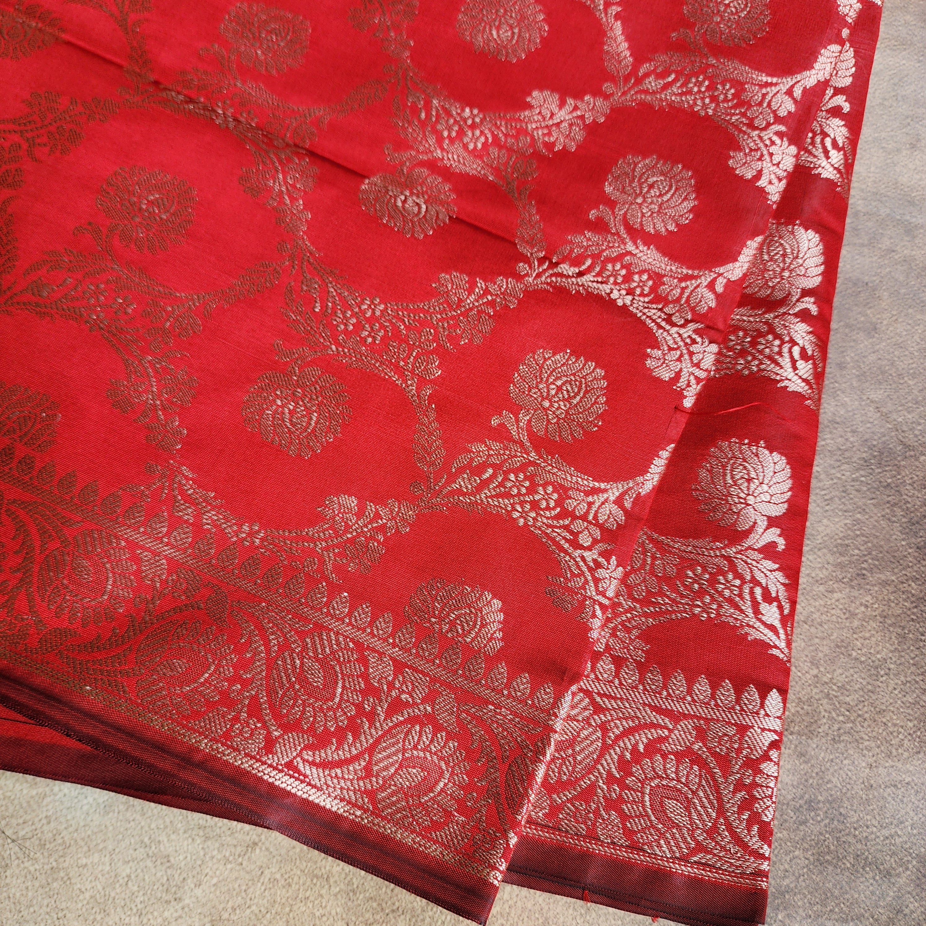 Classic Red Semi Silk Zari Dupatta