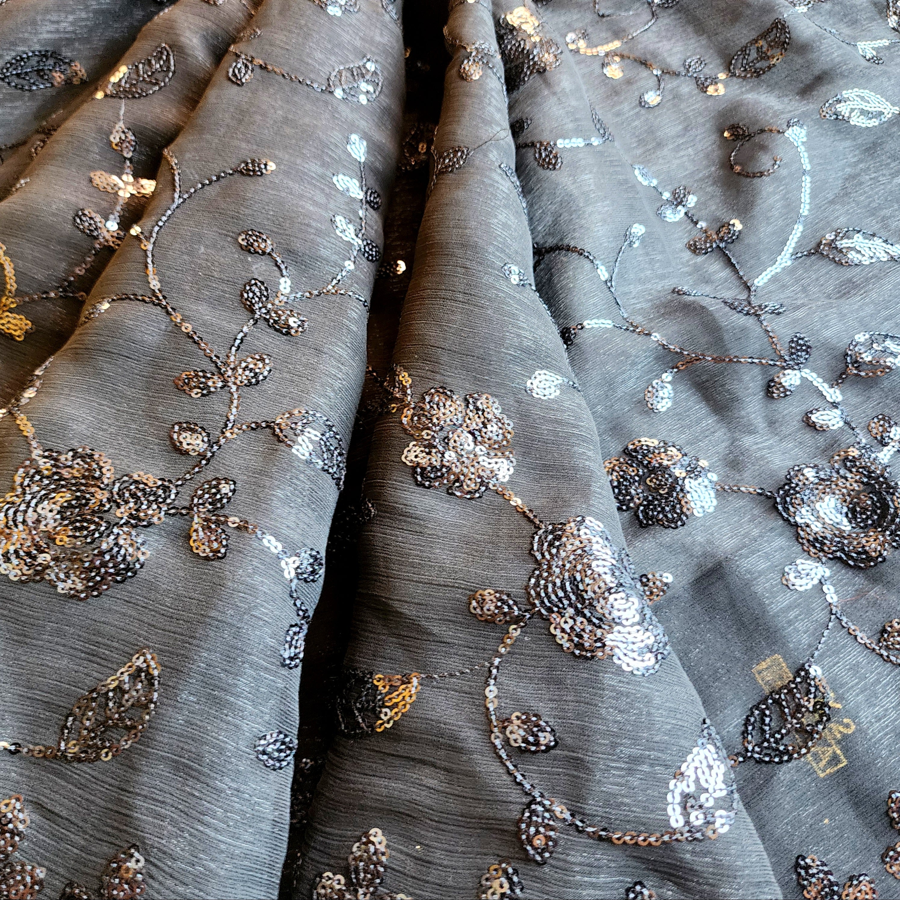 Georgette Designer Sequinned Saree - Black