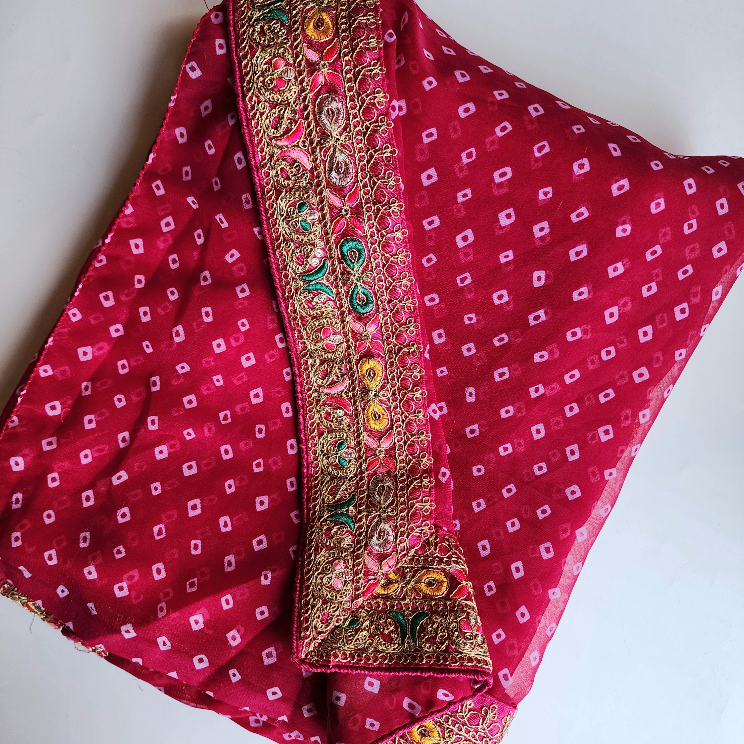 Embroidered Bandhani Designer Saree in Pink