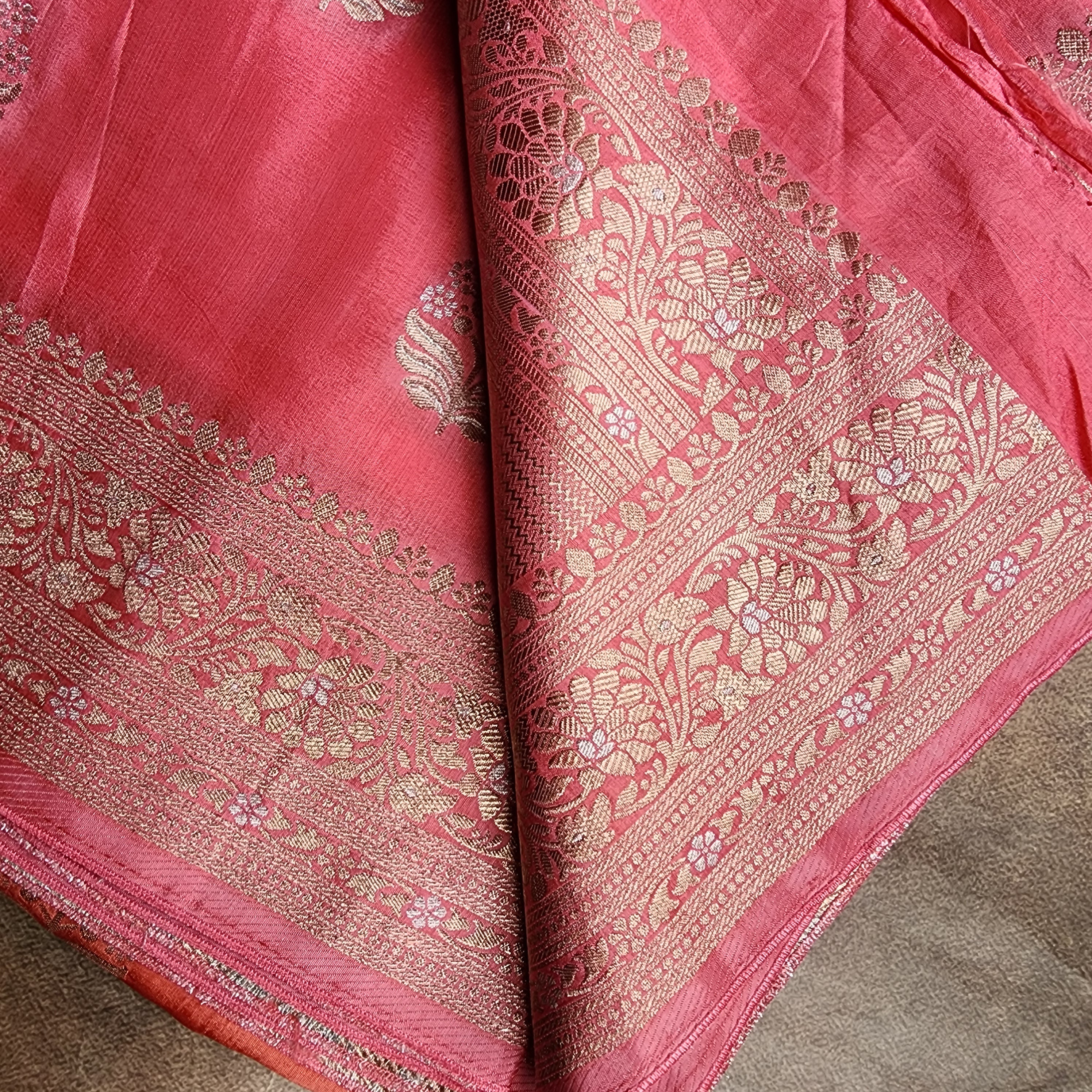 Blush Pink Mashru Katan Silk Saree