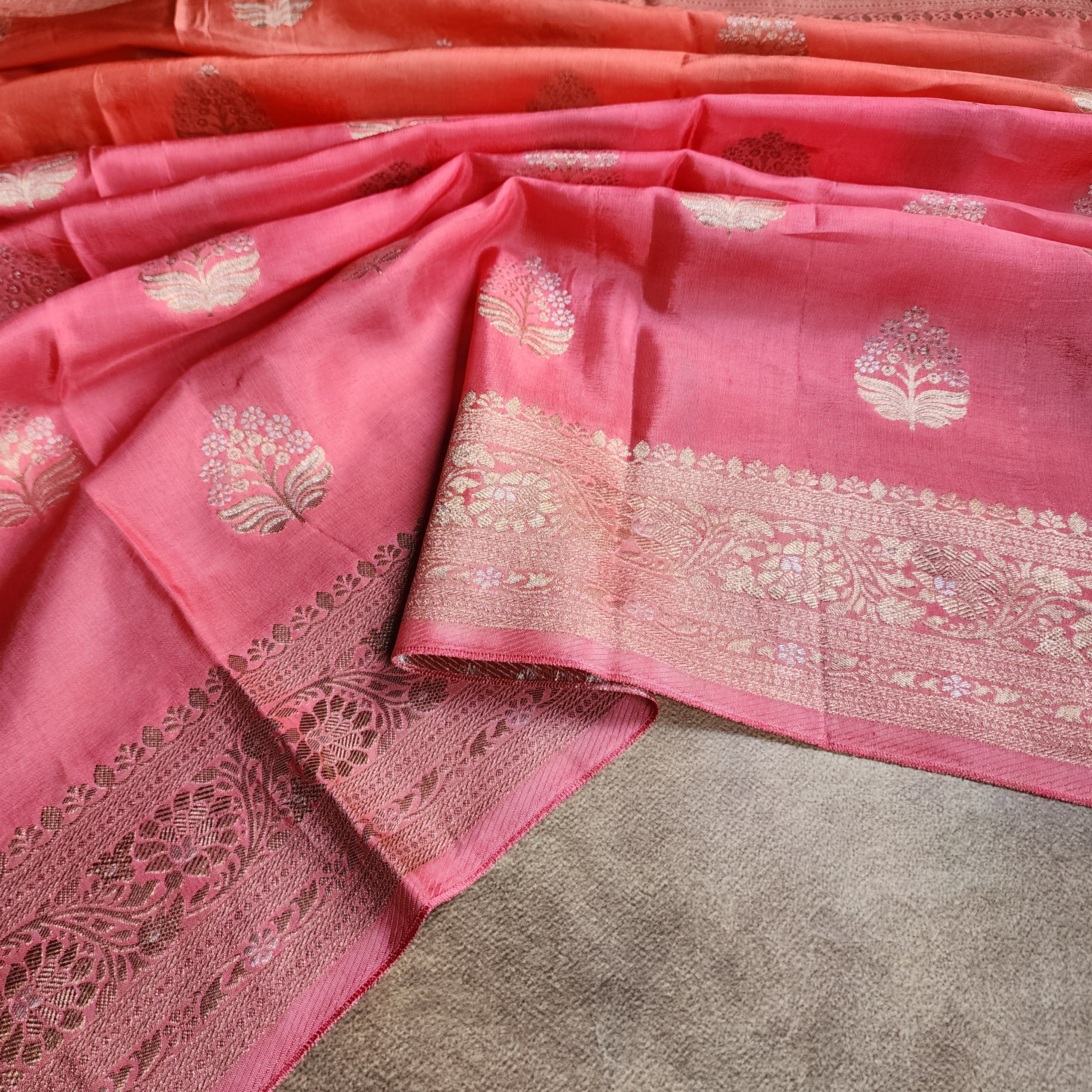 Blush Pink Mashru Katan Silk Saree